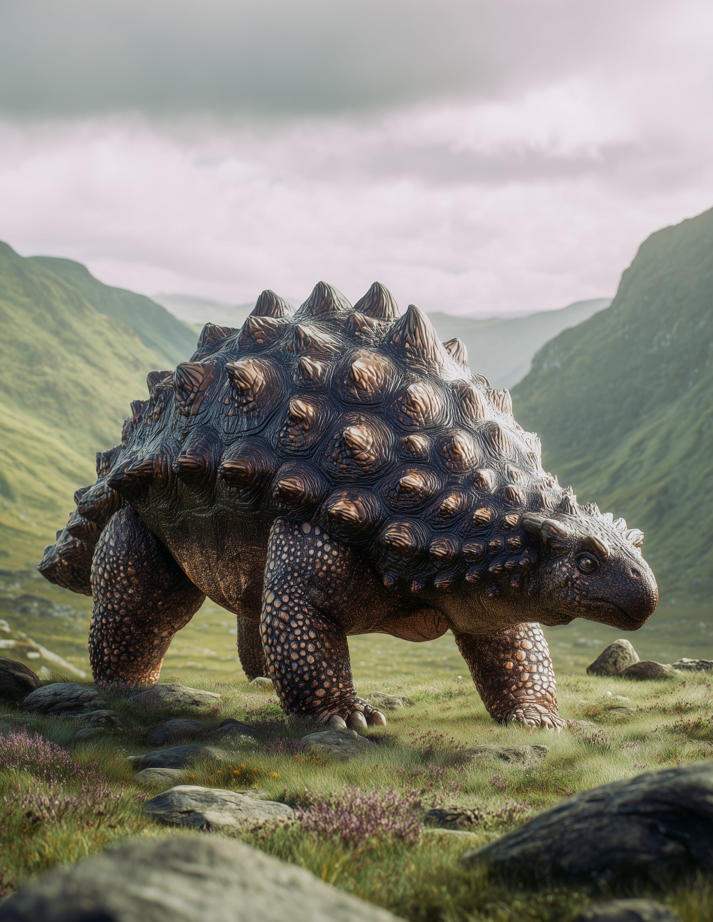 Ankylosaurus — Realistic Art, Calm Palette Digital Wall Art, 3 Sizes Included, Living Room Decor