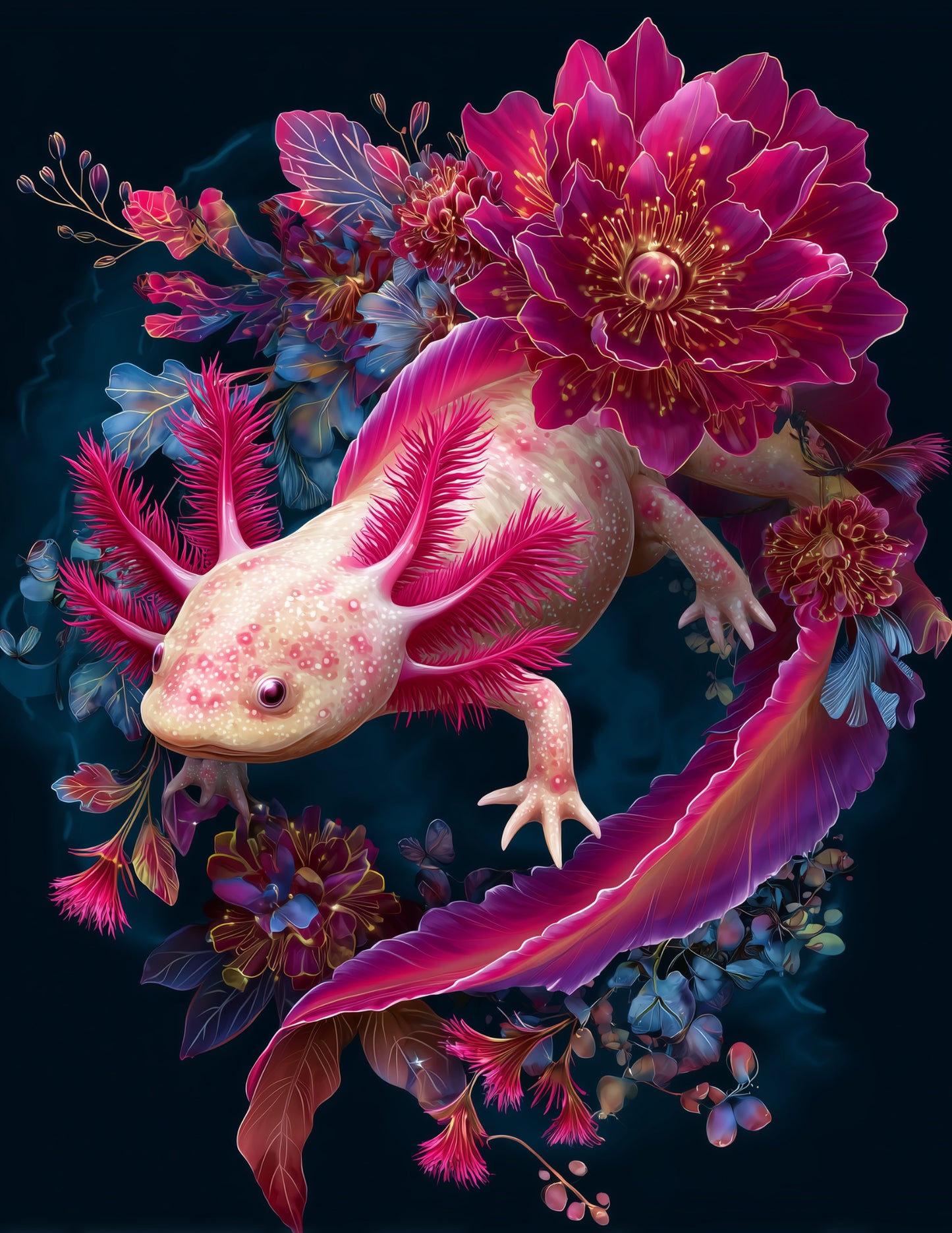 Axolotl — Boho Art, Sunset Tones Digital Wall Art, 3 Sizes Included, Living Room Decor