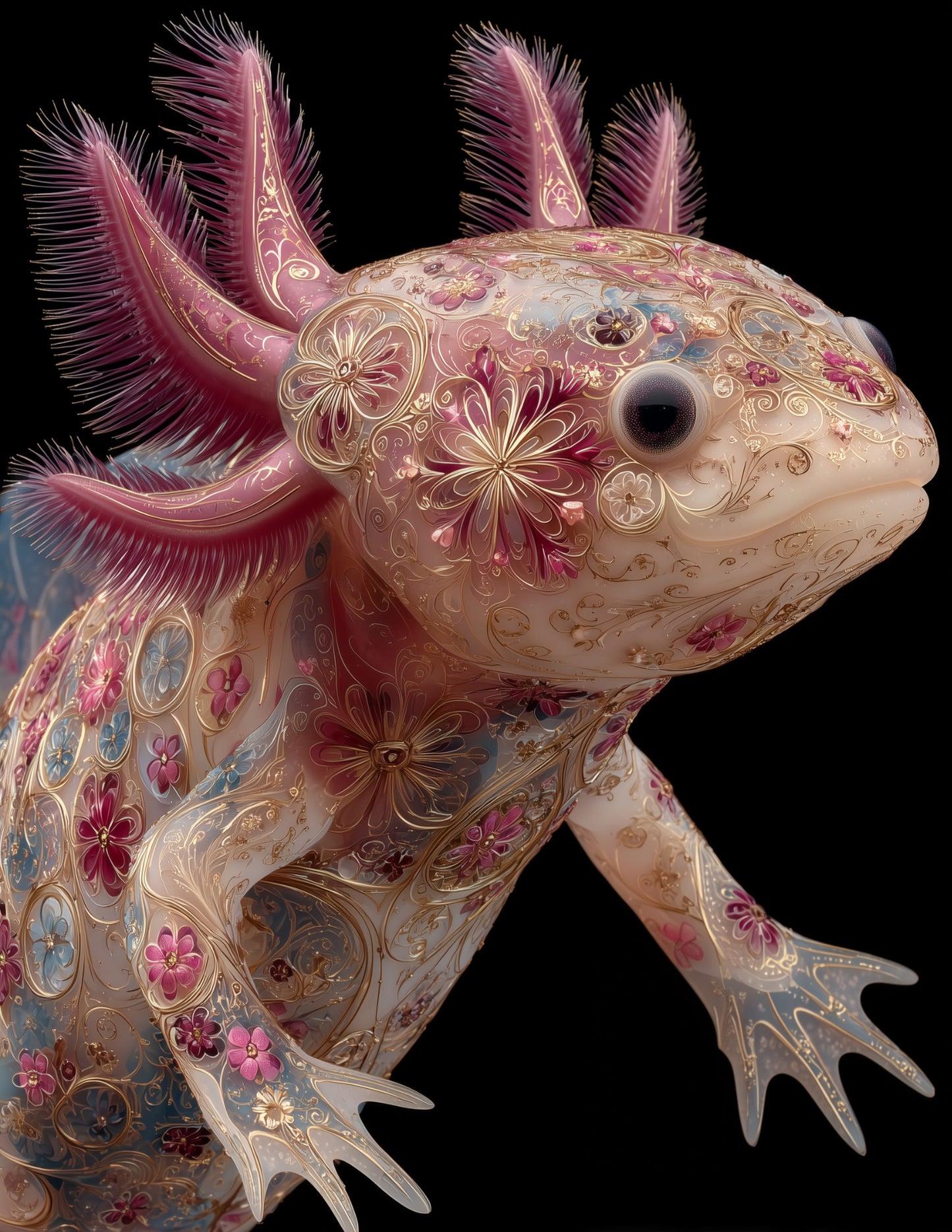 Axolotl — Fractal Filigree Art, Bold Tones Digital Wall Art, 3 Sizes Included, Living Room Decor