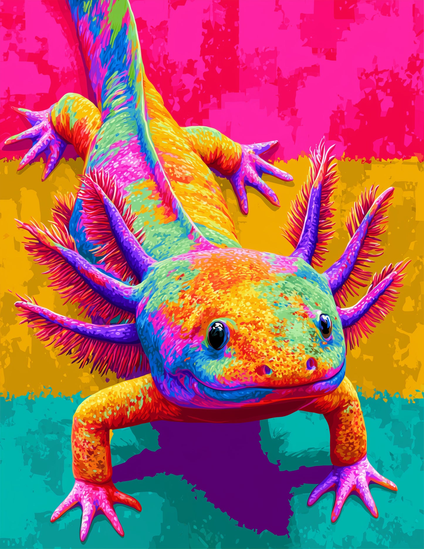Axolotl — Pop Art, Teal Hues Digital Wall Art, 3 Sizes Included, Living Room Decor