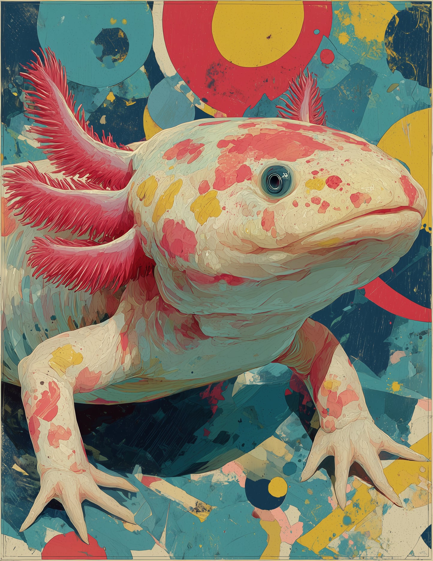 Axolotl — Pop Art, Vibrant Palette Digital Wall Art, 3 Sizes Included, Living Room Decor