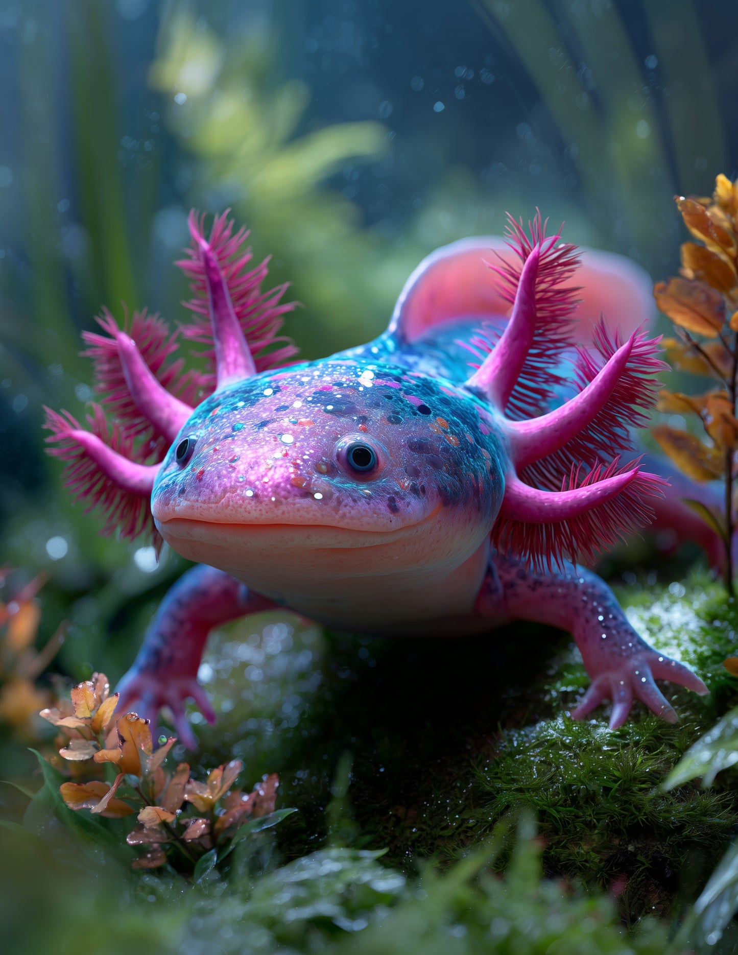 Axolotl — Realistic Art, Coral Mist Digital Wall Art, 3 Sizes Included, Living Room Decor