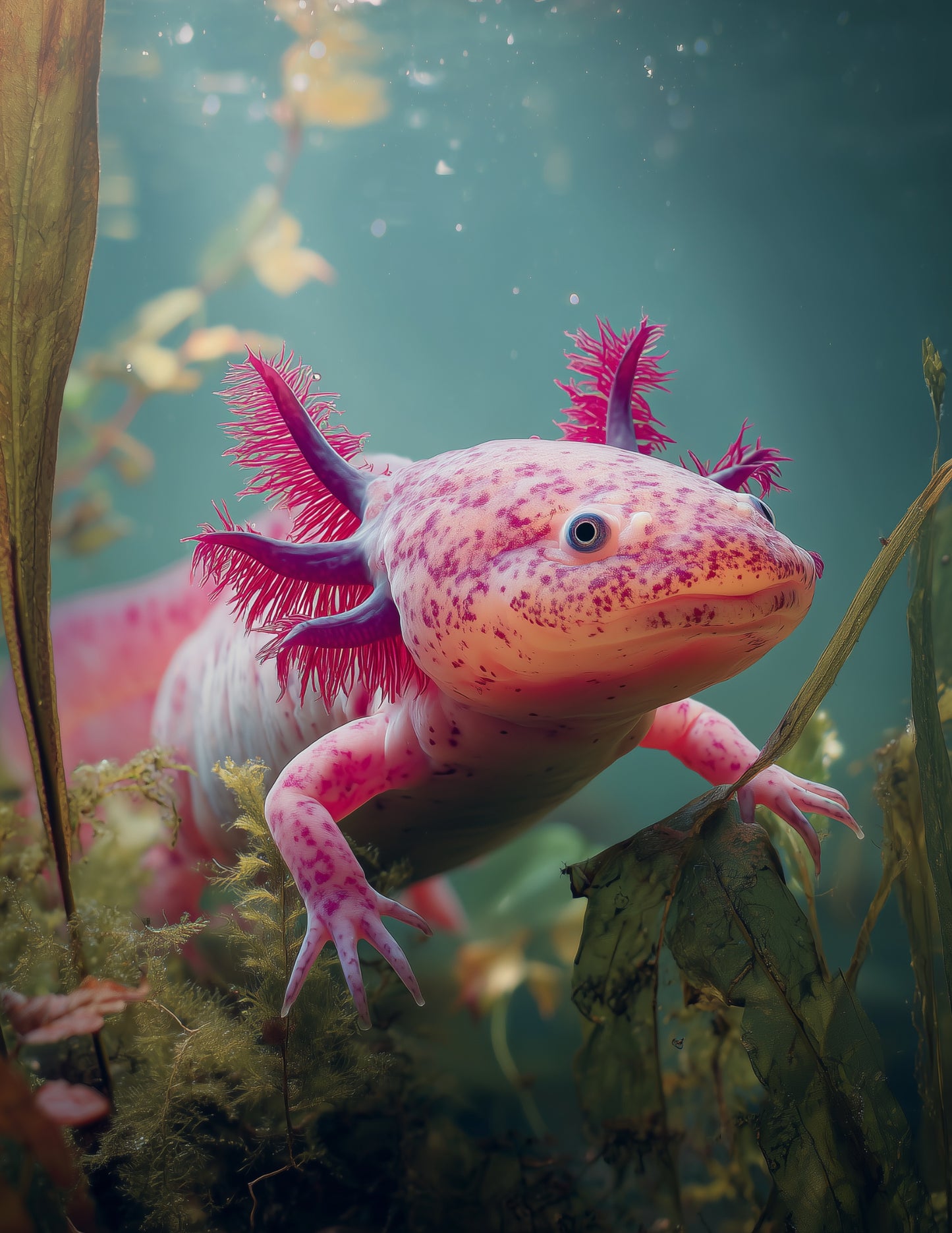 Axolotl — Realistic Art, Sunset Palette Digital Wall Art, 3 Sizes Included, Living Room Decor