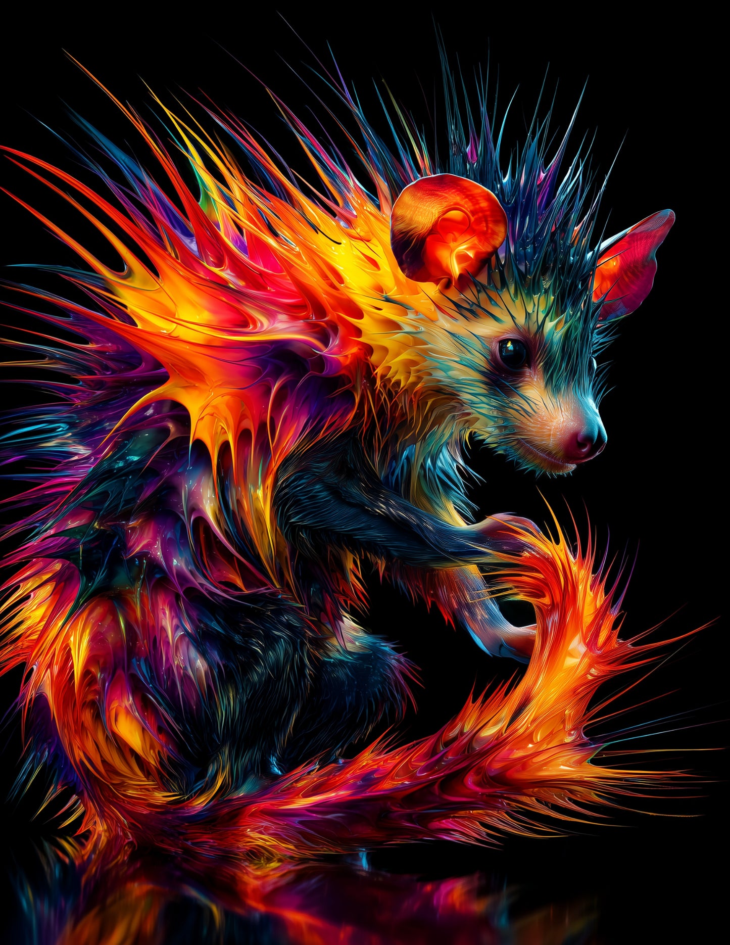 Aye-Aye — Ferrofluid Art, Midnight Contrast Digital Wall Art, 3 Sizes Included, Living Room Decor