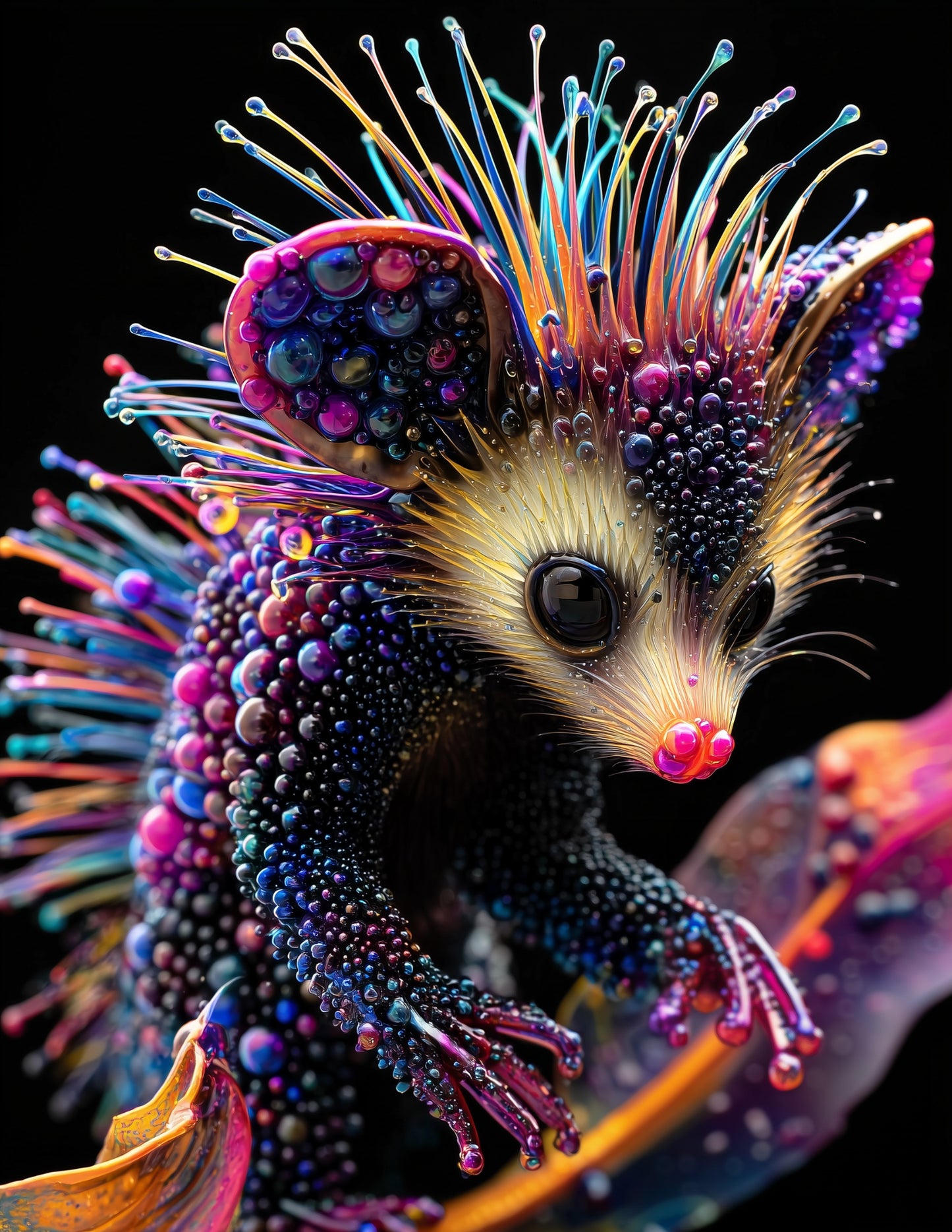 Aye-Aye — Ferrofluid Art, Vibrant Palette Digital Wall Art, 3 Sizes Included, Living Room Decor