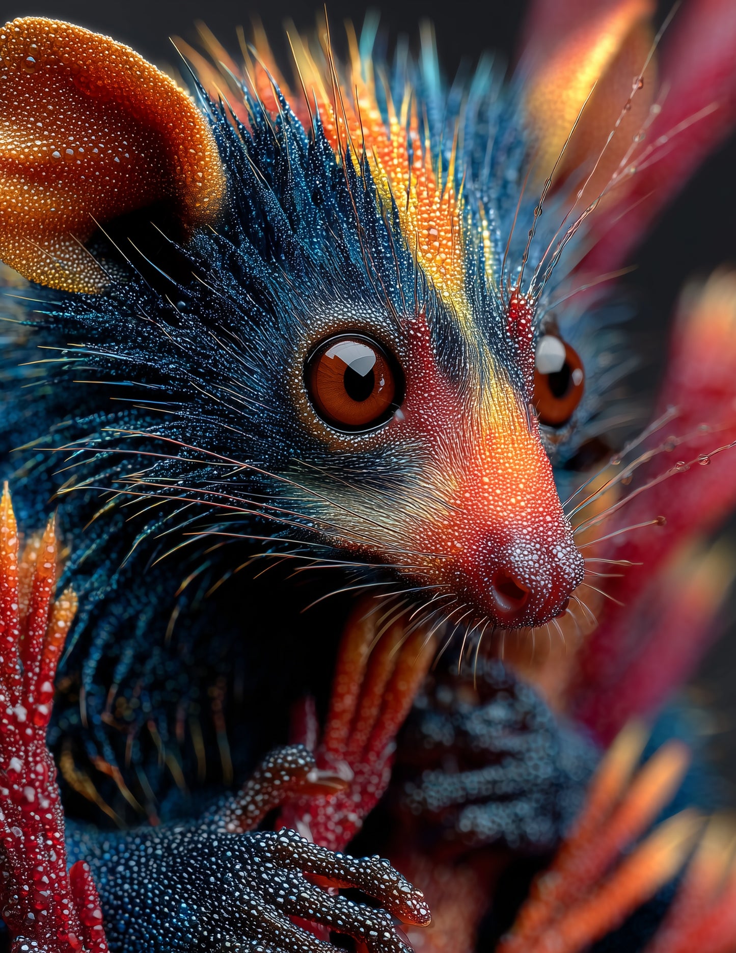 Aye-Aye — Ferrofluid Art, Vivid Palette Digital Wall Art, 3 Sizes Included, Living Room Decor