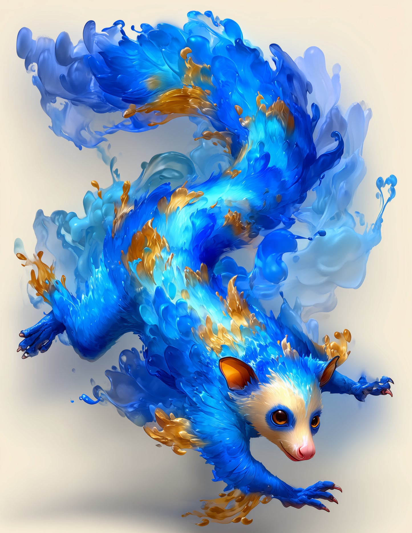 Aye-Aye — Watercolor Art, Golden Flow Digital Wall Art, 3 Sizes Included, Living Room Decor