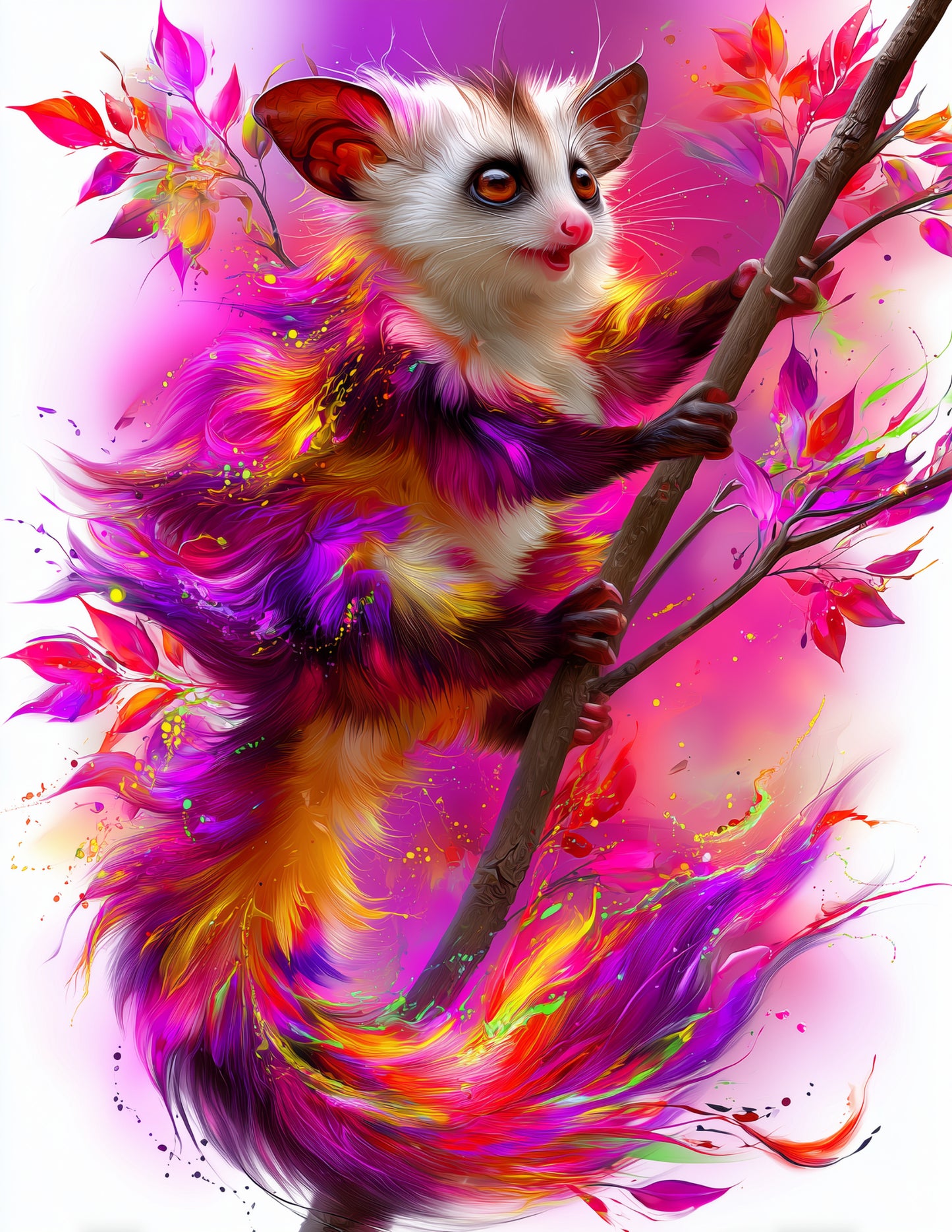 Aye-Aye — Watercolor Art, Pink Dream Digital Wall Art, 3 Sizes Included, Living Room Decor