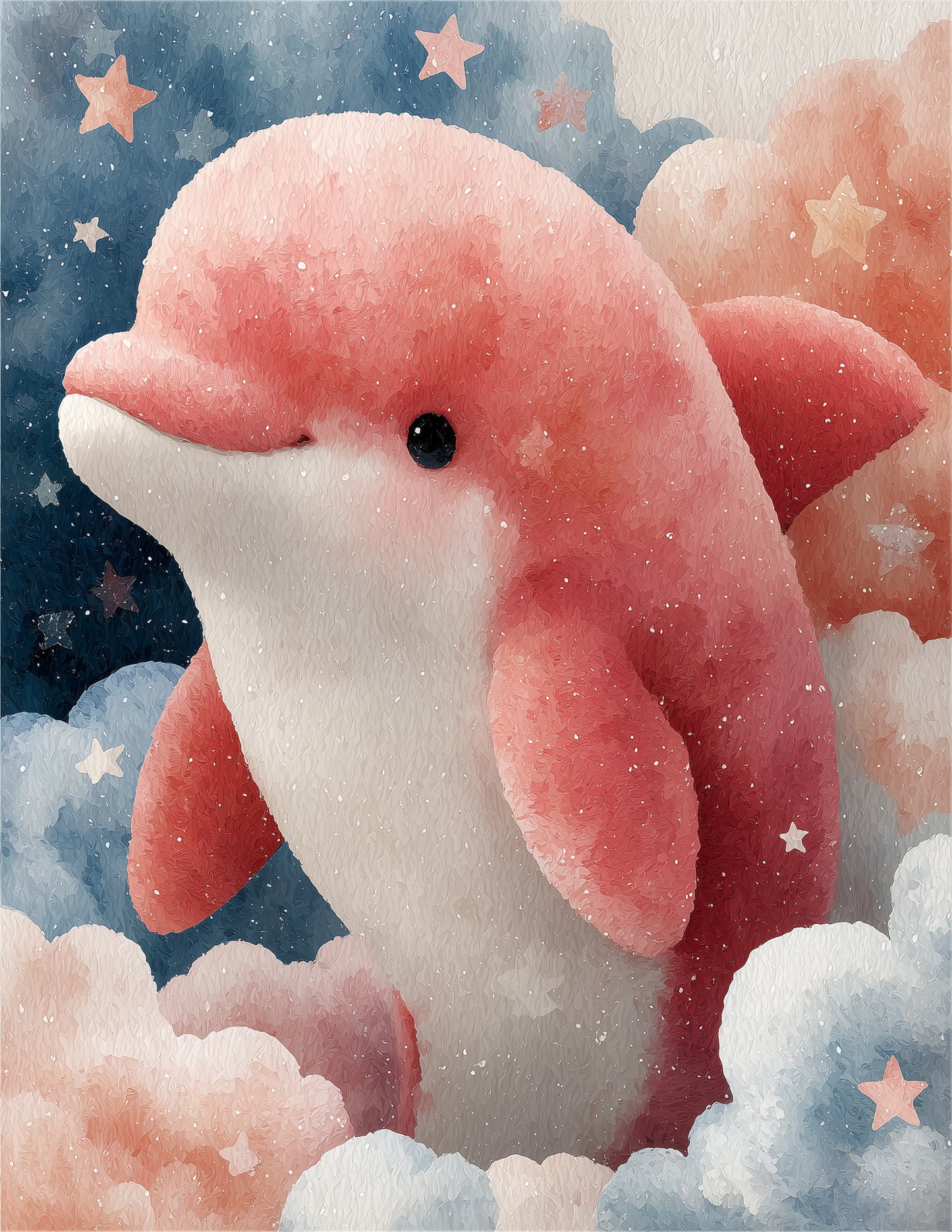 Dolphin — Nursery Art, Blush Tones Digital Wall Art, 3 Sizes Included, Nursery Decor