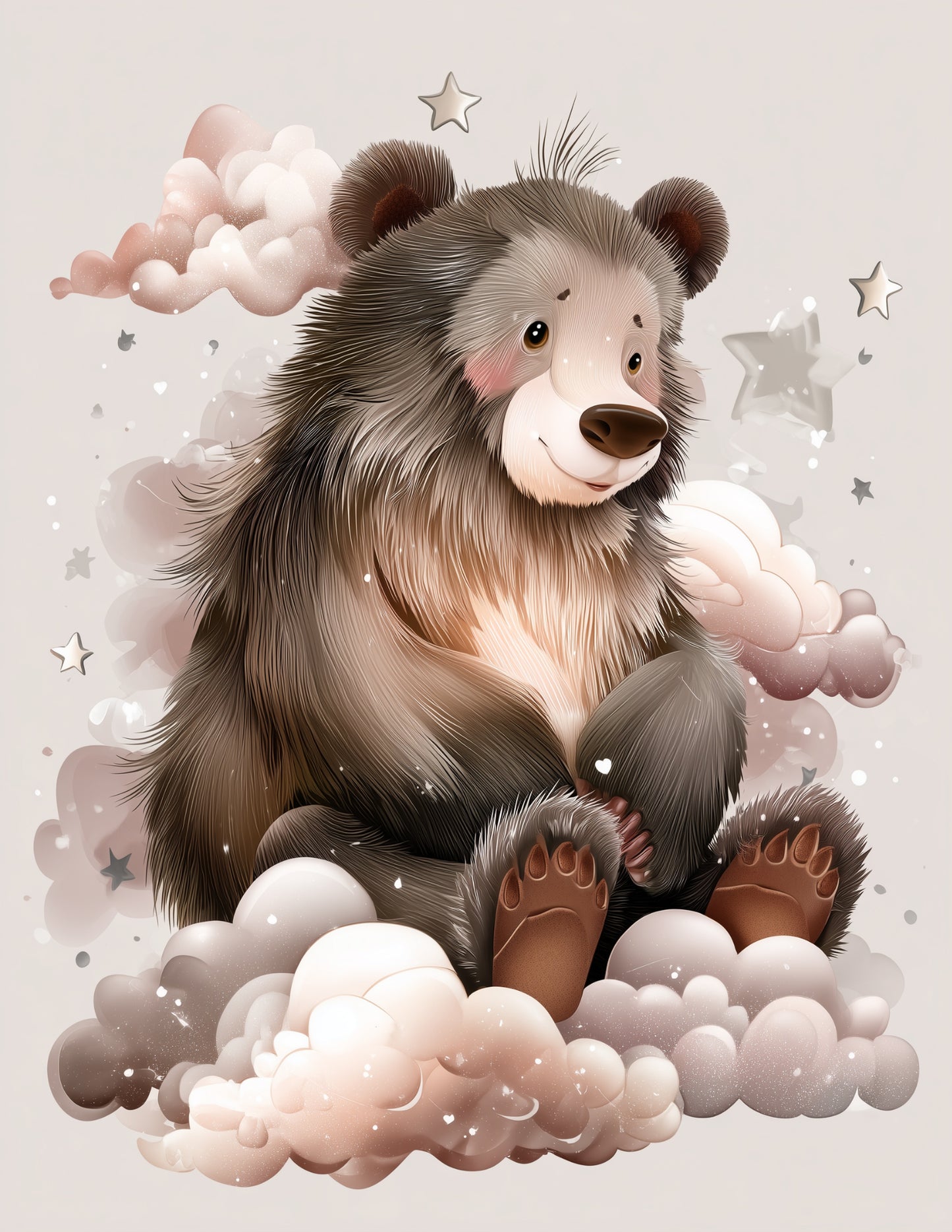 Bear — Nursery Art, Dreamy Pastels Digital Wall Art, 3 Sizes Included, Nursery Decor