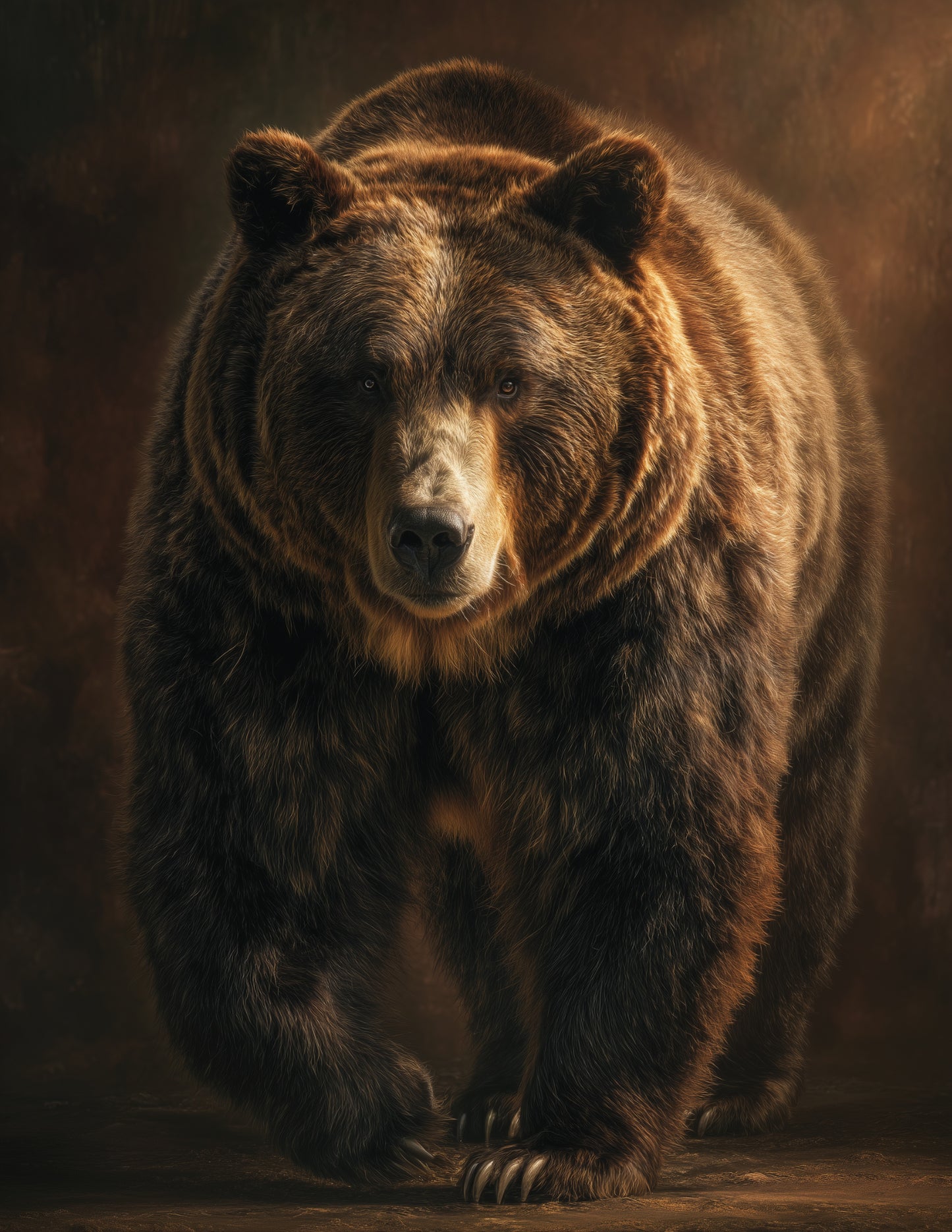 Bear — Realistic Art, Amber Palette Digital Wall Art, 3 Sizes Included, Living Room Decor