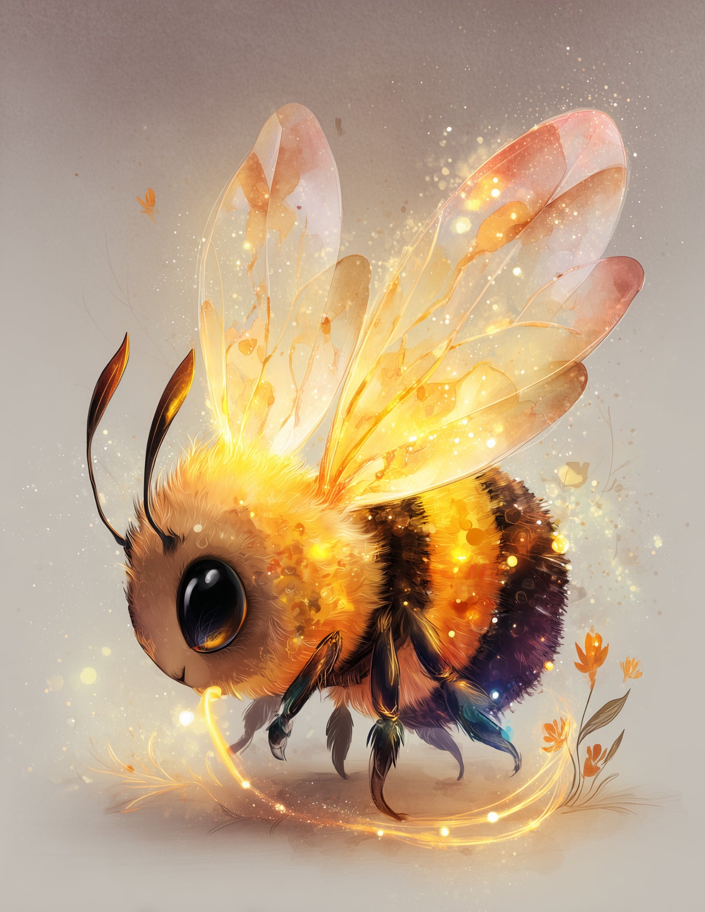 Bee — Nursery Art, Soft Pastels Digital Wall Art, 3 Sizes Included, Nursery Decor