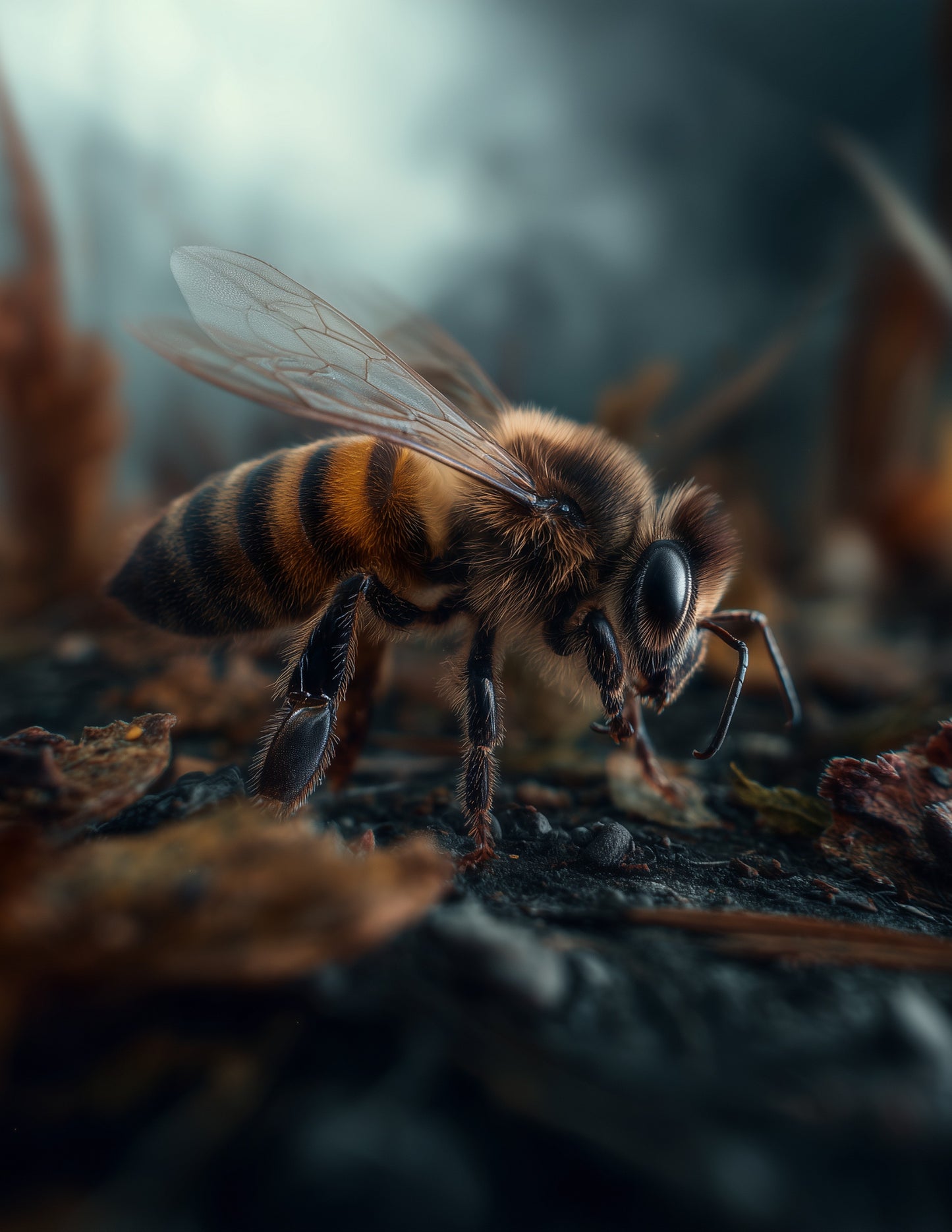 Bee — Realistic Art, Calm Gradients Digital Wall Art, 3 Sizes Included, Living Room Decor