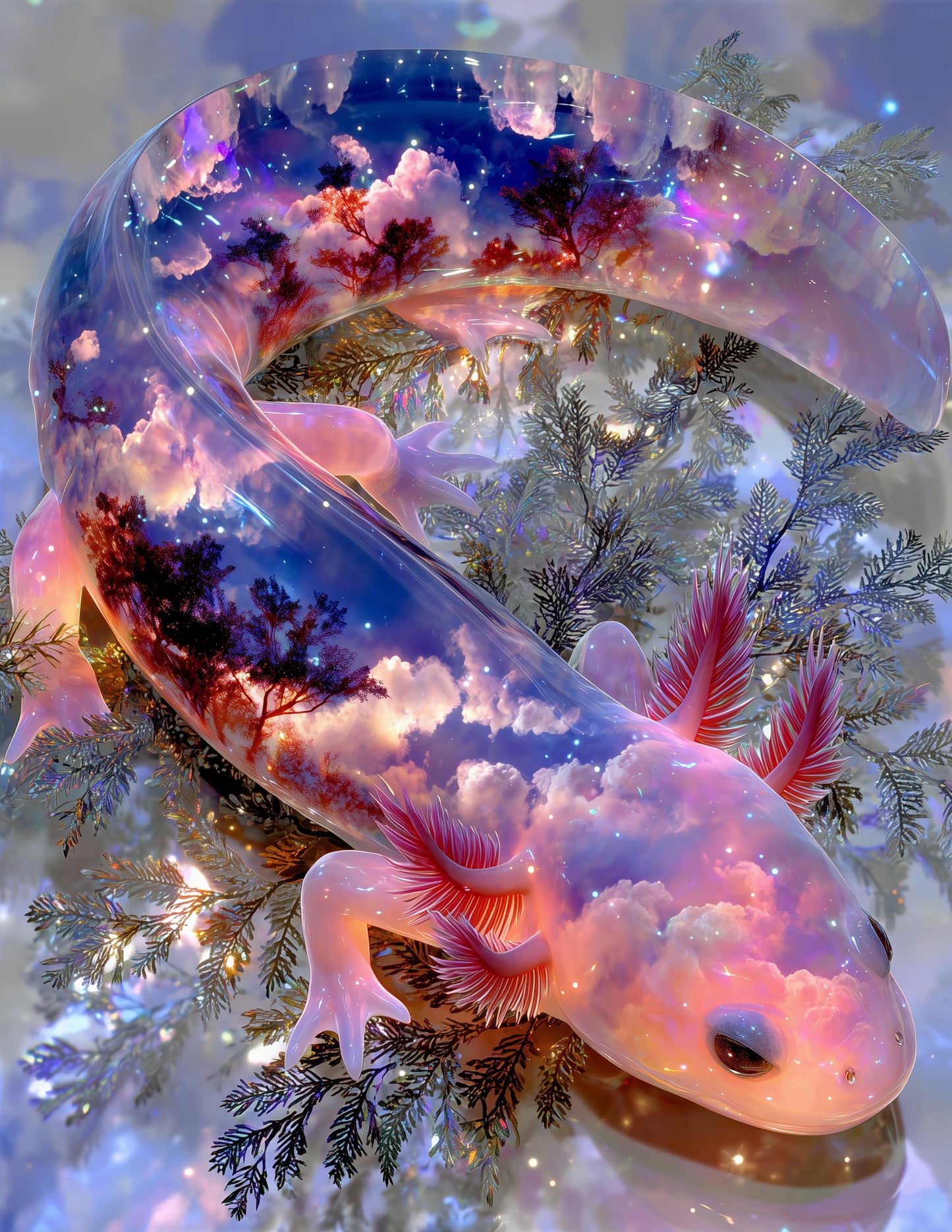 Blanco Blind Salamander Double Exposure Art, Sunset Dream Digital Wall Art, 3 Sizes Included, Living Room Decor