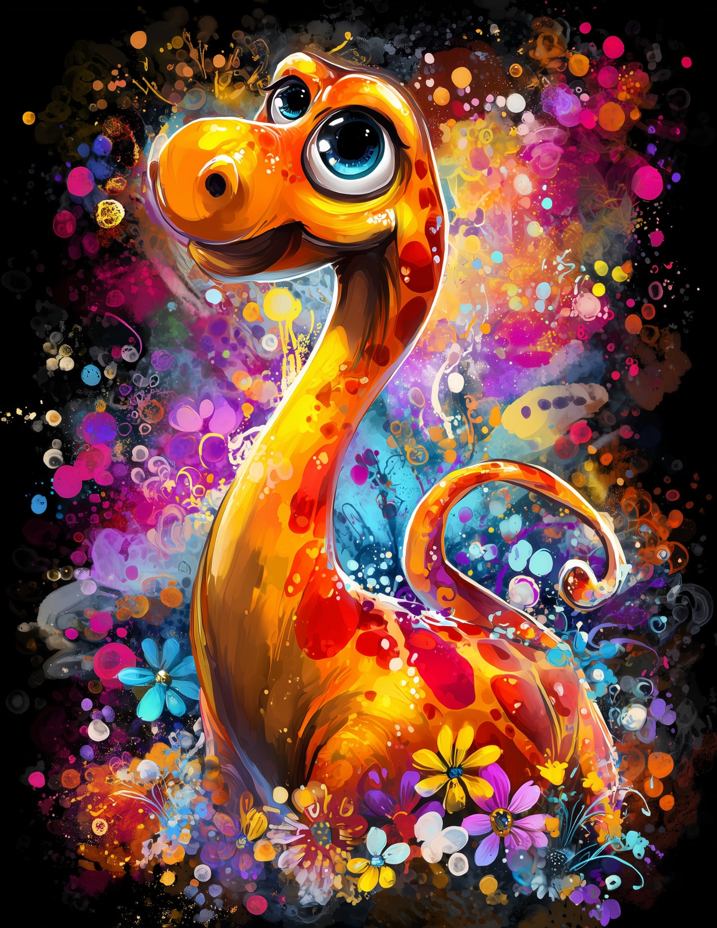 Brachiosaurus — Cute Cartoon Art, Balanced Hues Digital Wall Art, 3 Sizes Included, Nursery Decor