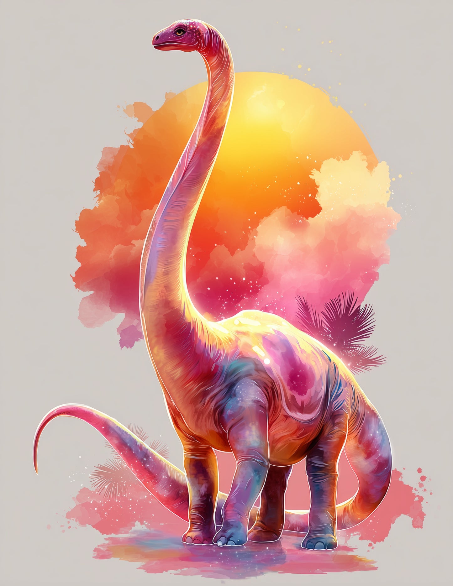 Brachiosaurus — Nursery Art, Soft Gradients Digital Wall Art, 3 Sizes Included, Nursery Decor