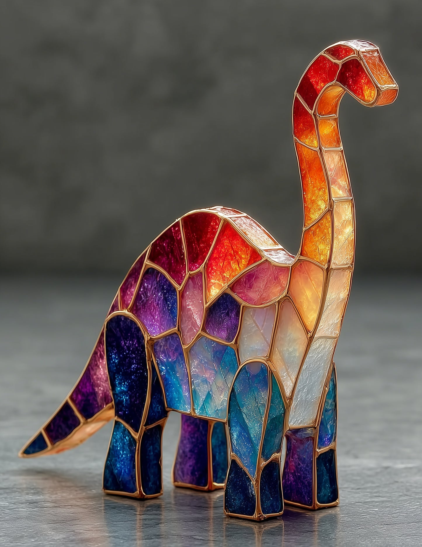 Brachiosaurus — Stained Glass Art, Serene Palette Digital Wall Art, 3 Sizes Included, Living Room Decor