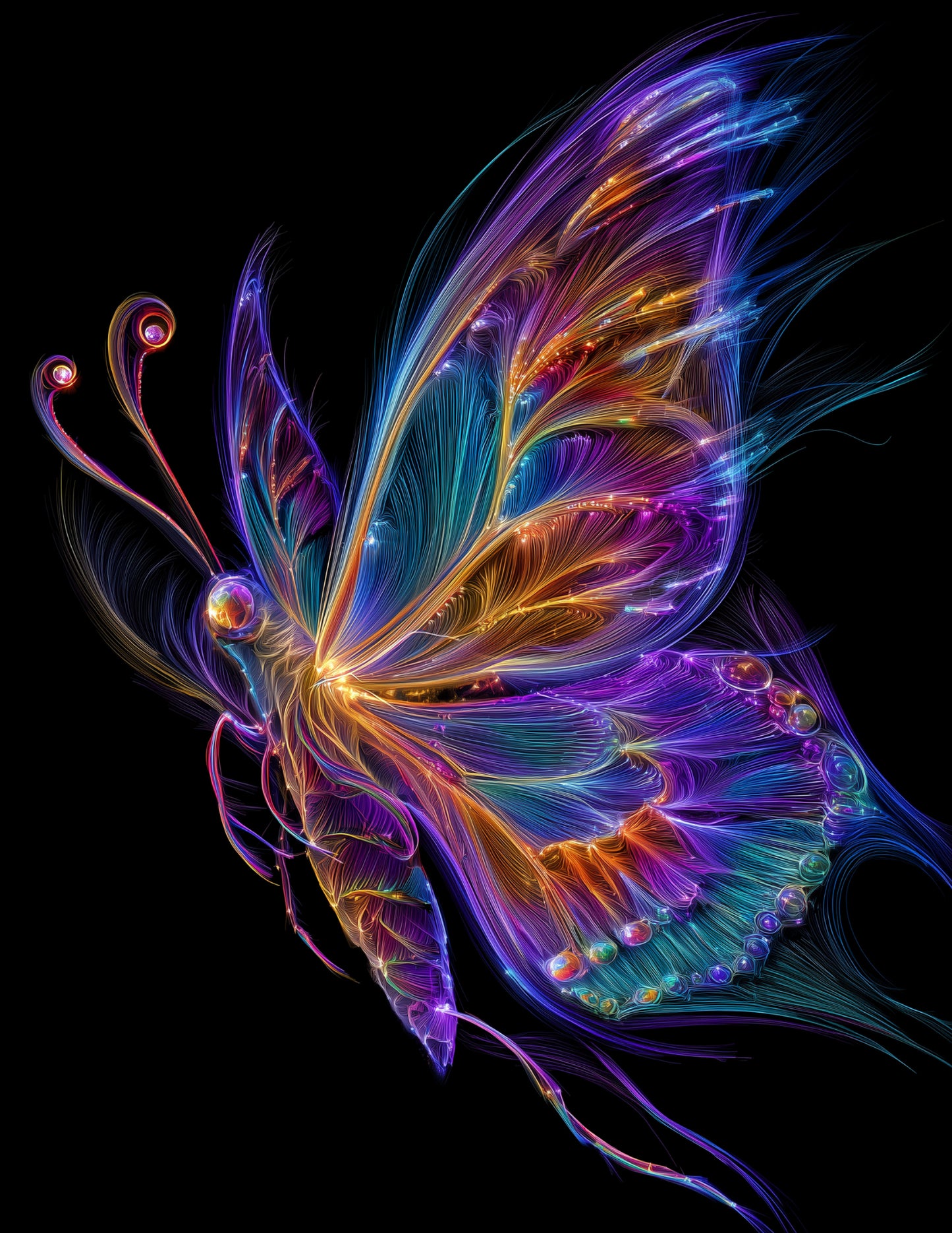 Butterfly — Chromatic Filament Art, Balanced Tones Digital Wall Art, 3 Sizes Included, Living Room Decor