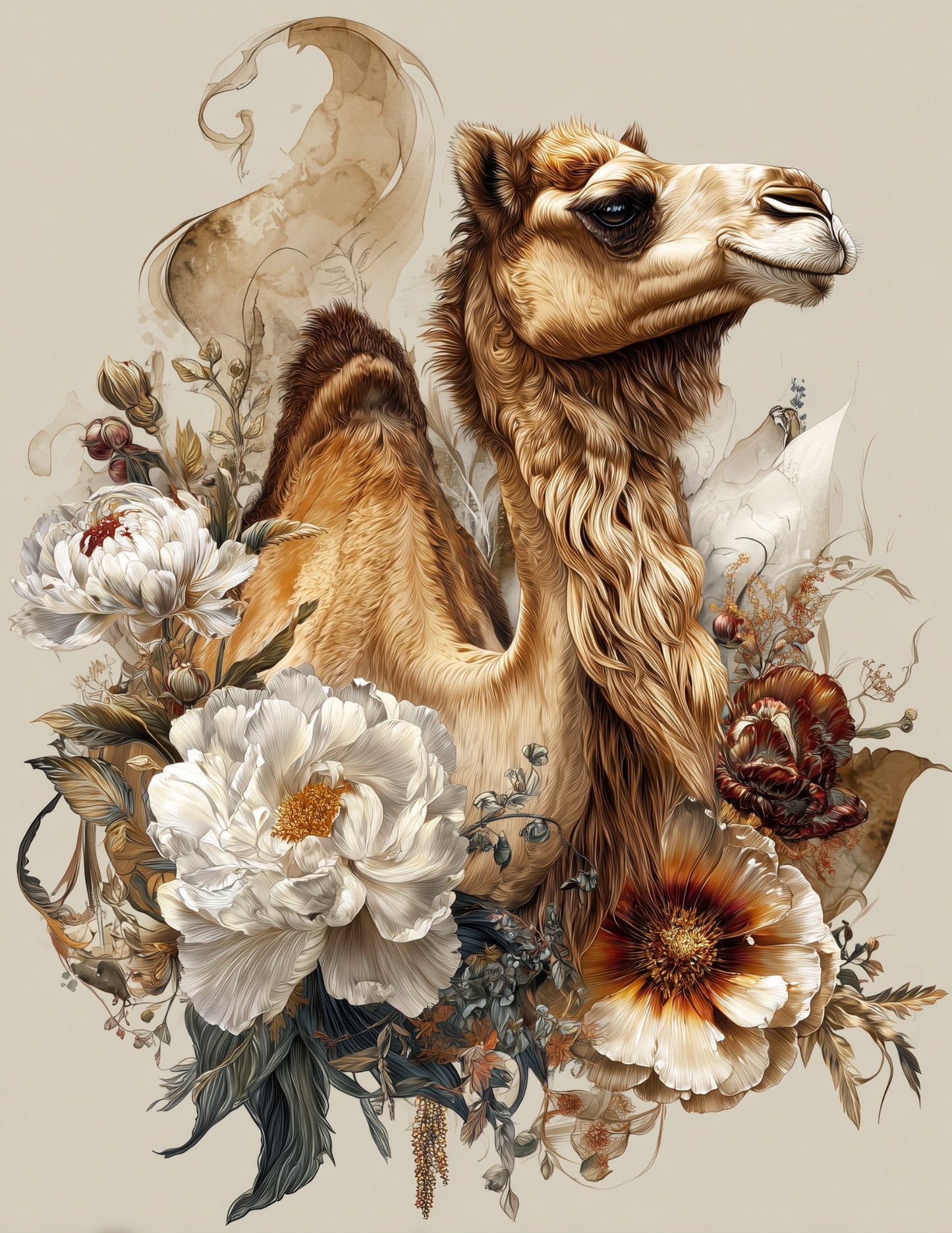 Camel — Naturalist Art, Elegant Detail Digital Wall Art, 3 Sizes Included, Living Room Decor