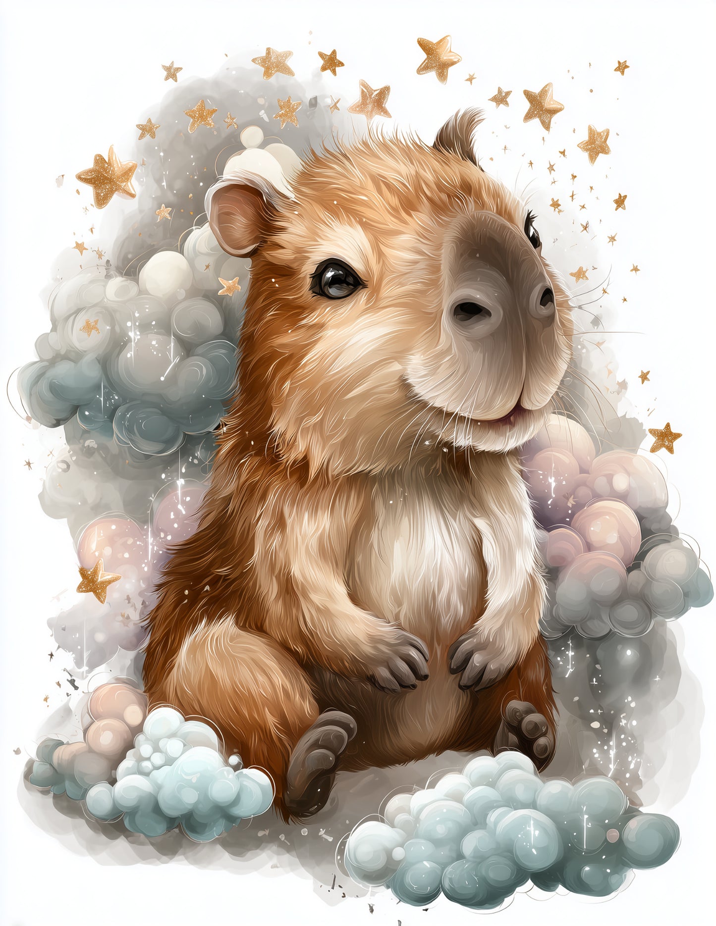Capybara — Nursery Art, Dreamy Pastels Digital Wall Art, 3 Sizes Included, Nursery Decor