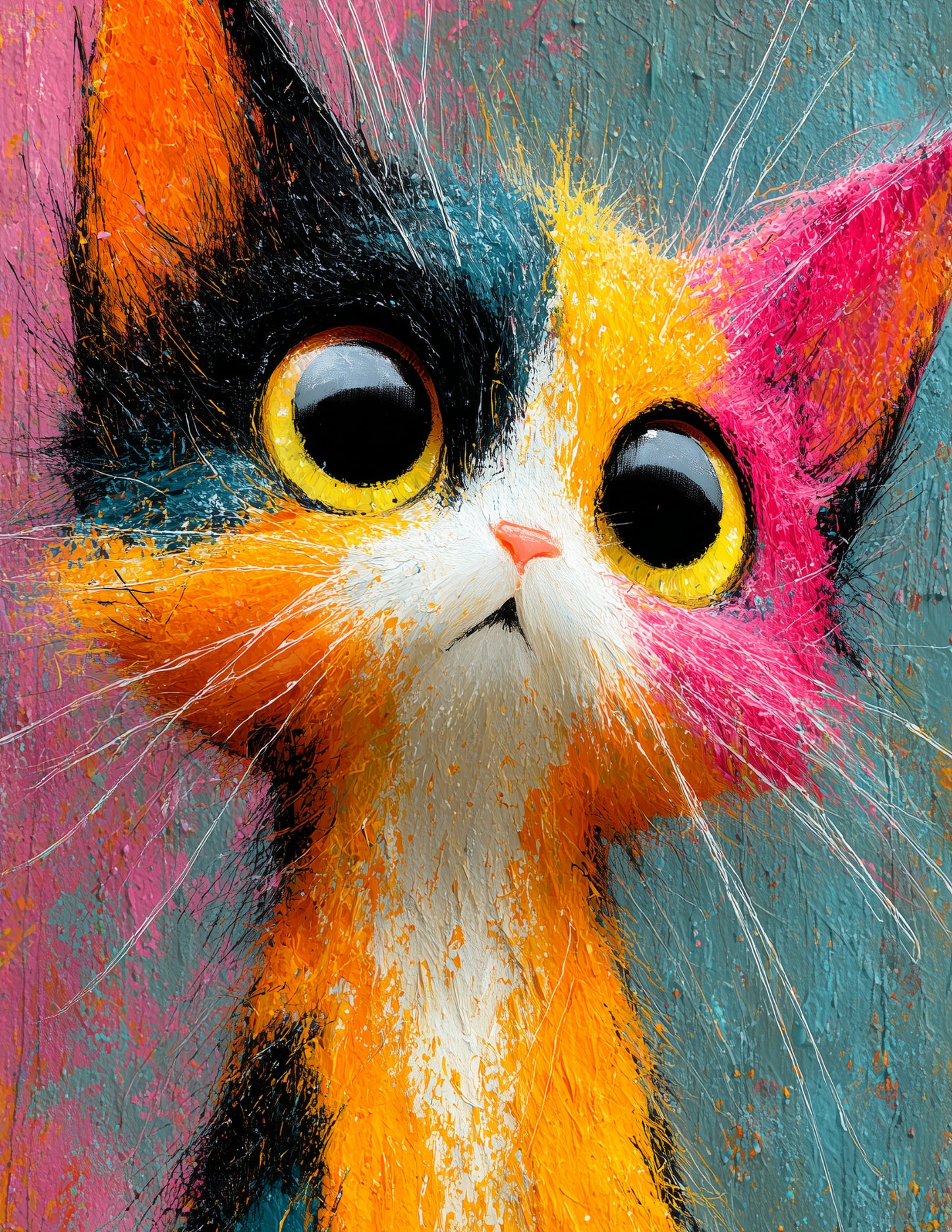 Cat — Cute Cartoon Art, Balanced Tones Digital Wall Art, 3 Sizes Included, Nursery Decor