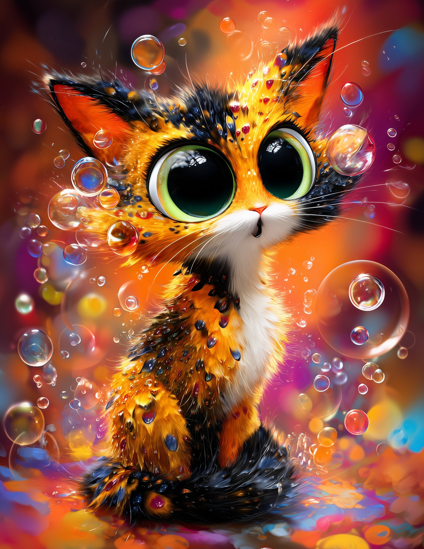 Cat — Cute Cartoon Art, Dreamy Tones Digital Wall Art, 3 Sizes Included, Nursery Decor