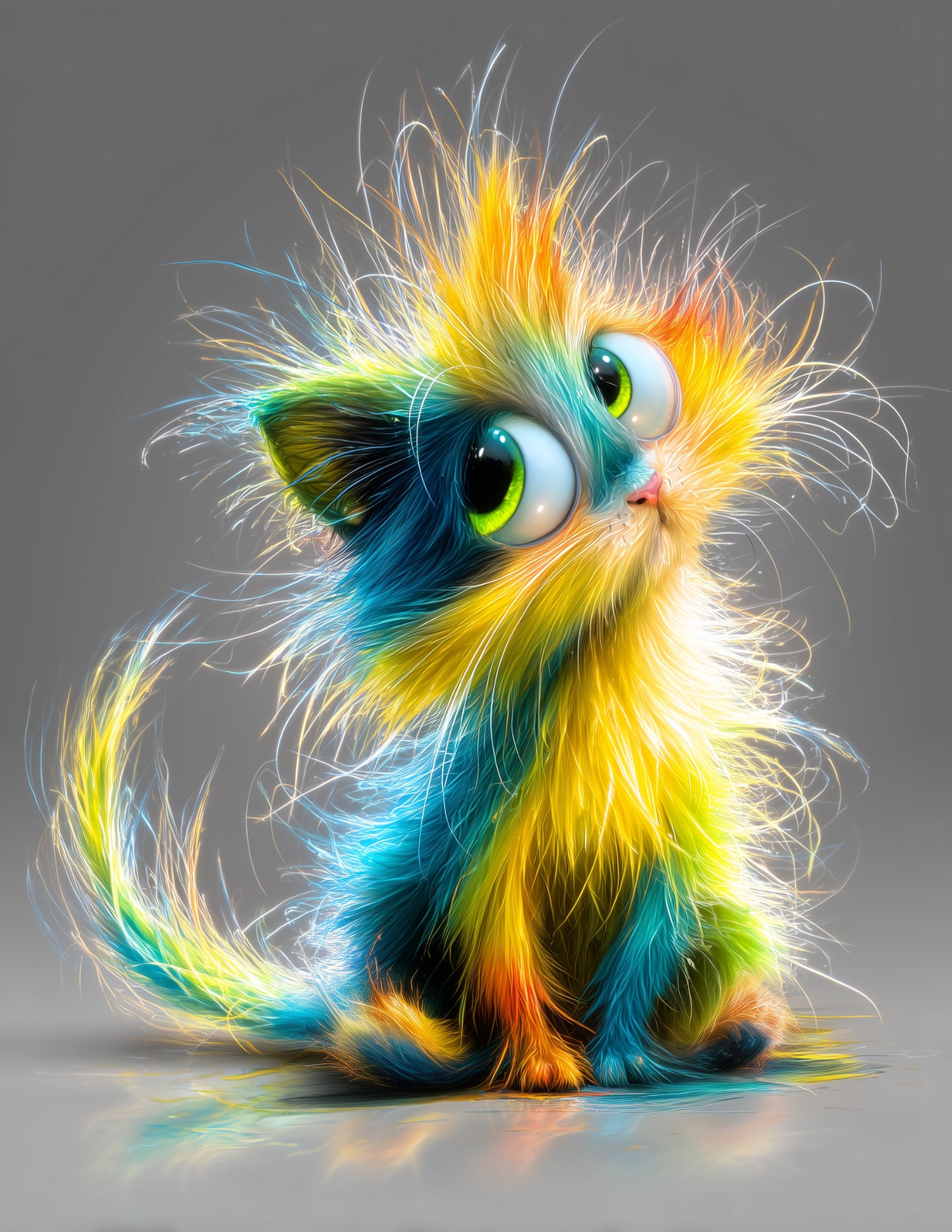 Cat — Cute Cartoon Art, Soft Pastels Digital Wall Art, 3 Sizes Included, Nursery Decor