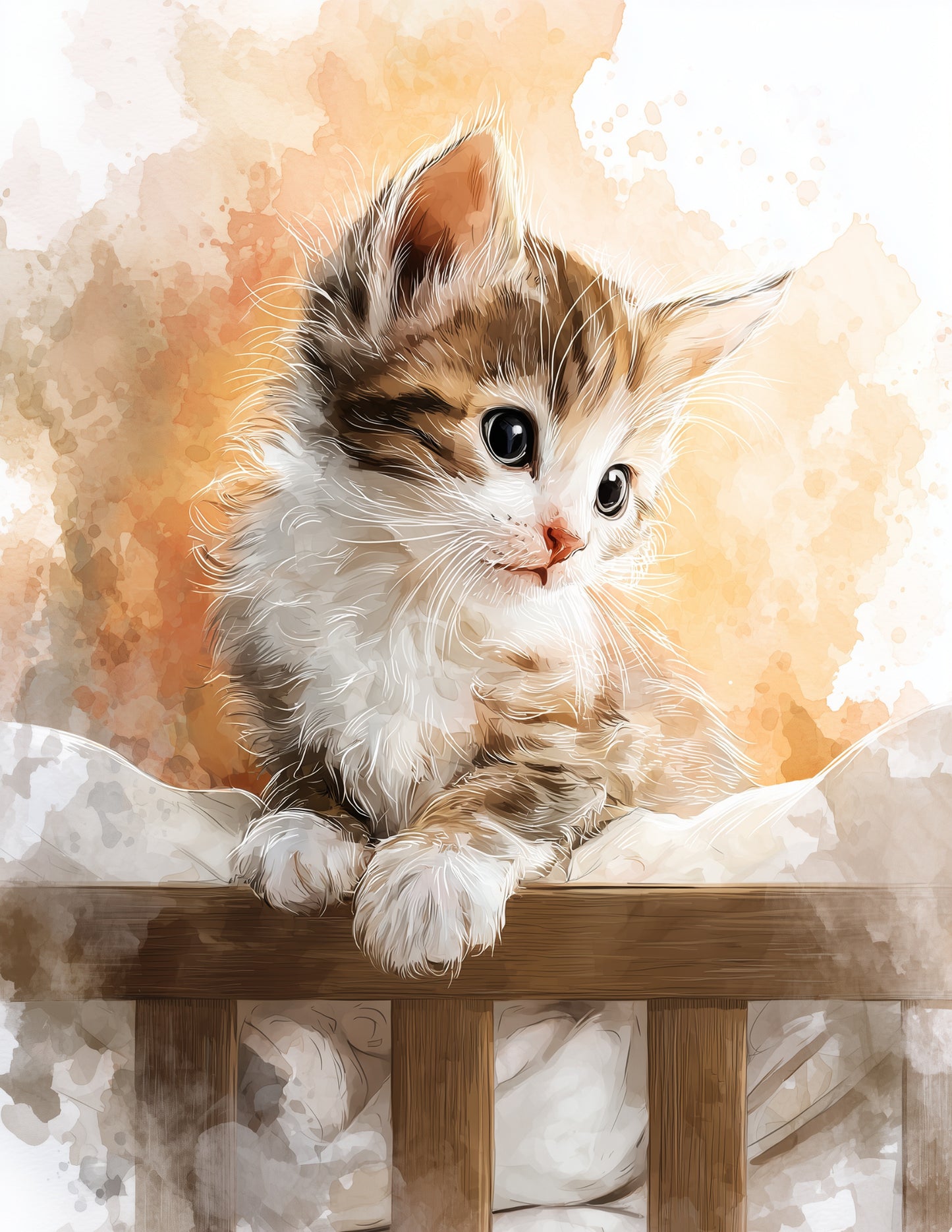 Cat — Nursery Art, Soft Pastels Digital Wall Art, 3 Sizes Included, Nursery Decor