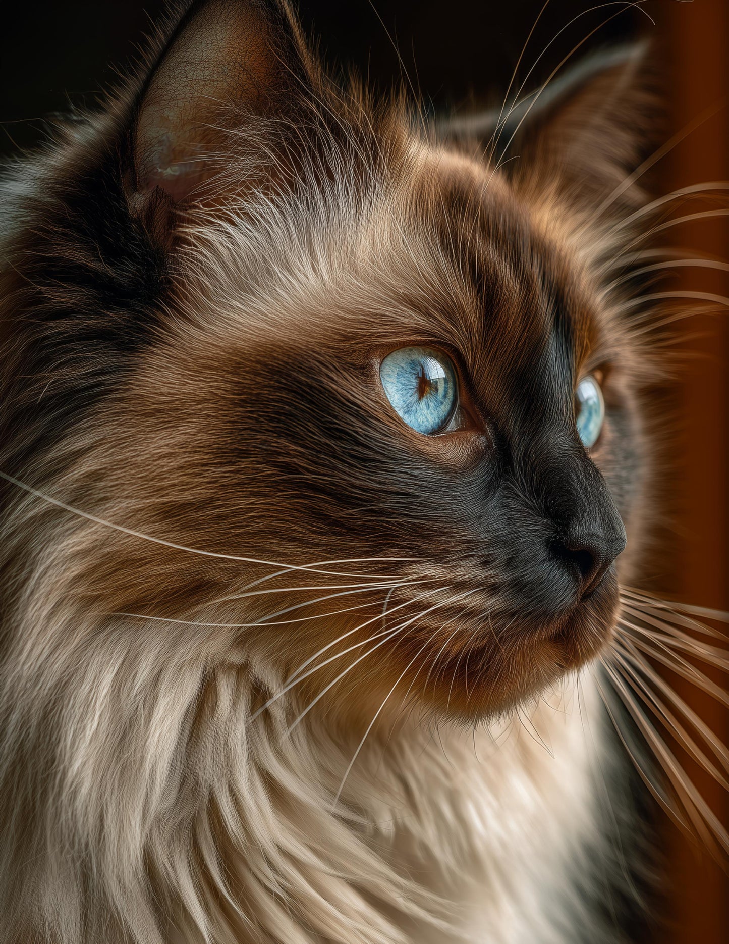 Cat — Realistic Art, Amber Glow Digital Wall Art, 3 Sizes Included, Living Room Decor