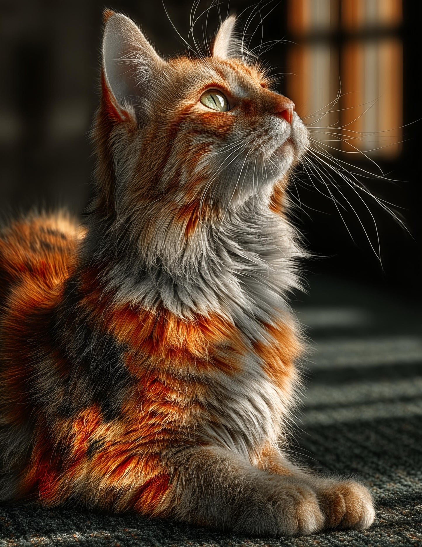 Cat — Realistic Art, Emerald Hues Digital Wall Art, 3 Sizes Included, Living Room Decor
