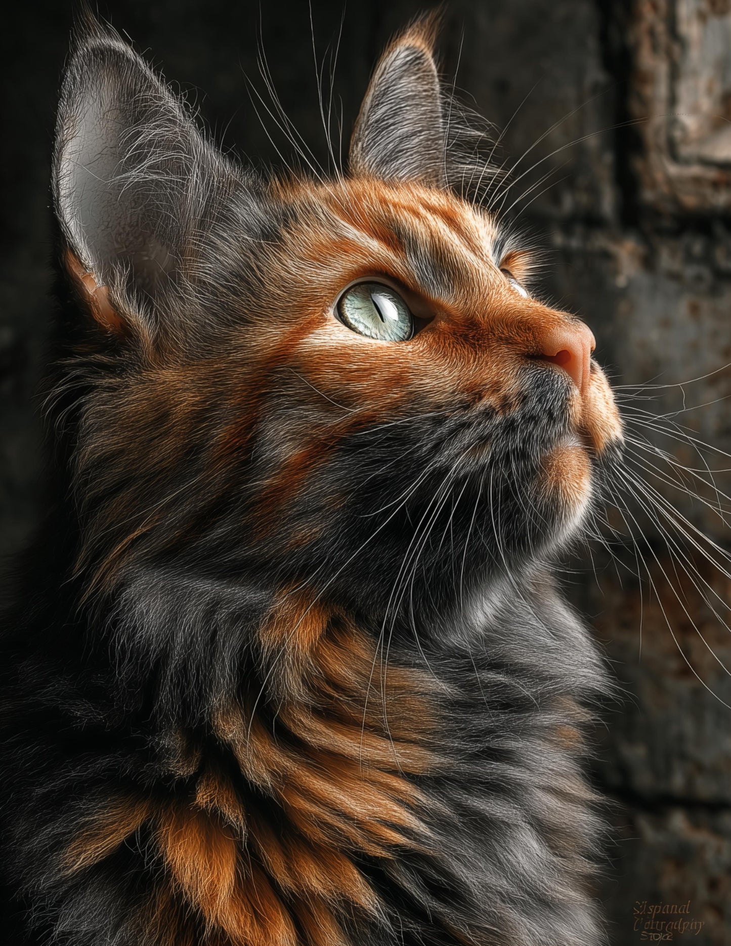 Cat — Realistic Art, Rustic Glow Digital Wall Art, 3 Sizes Included, Living Room Decor