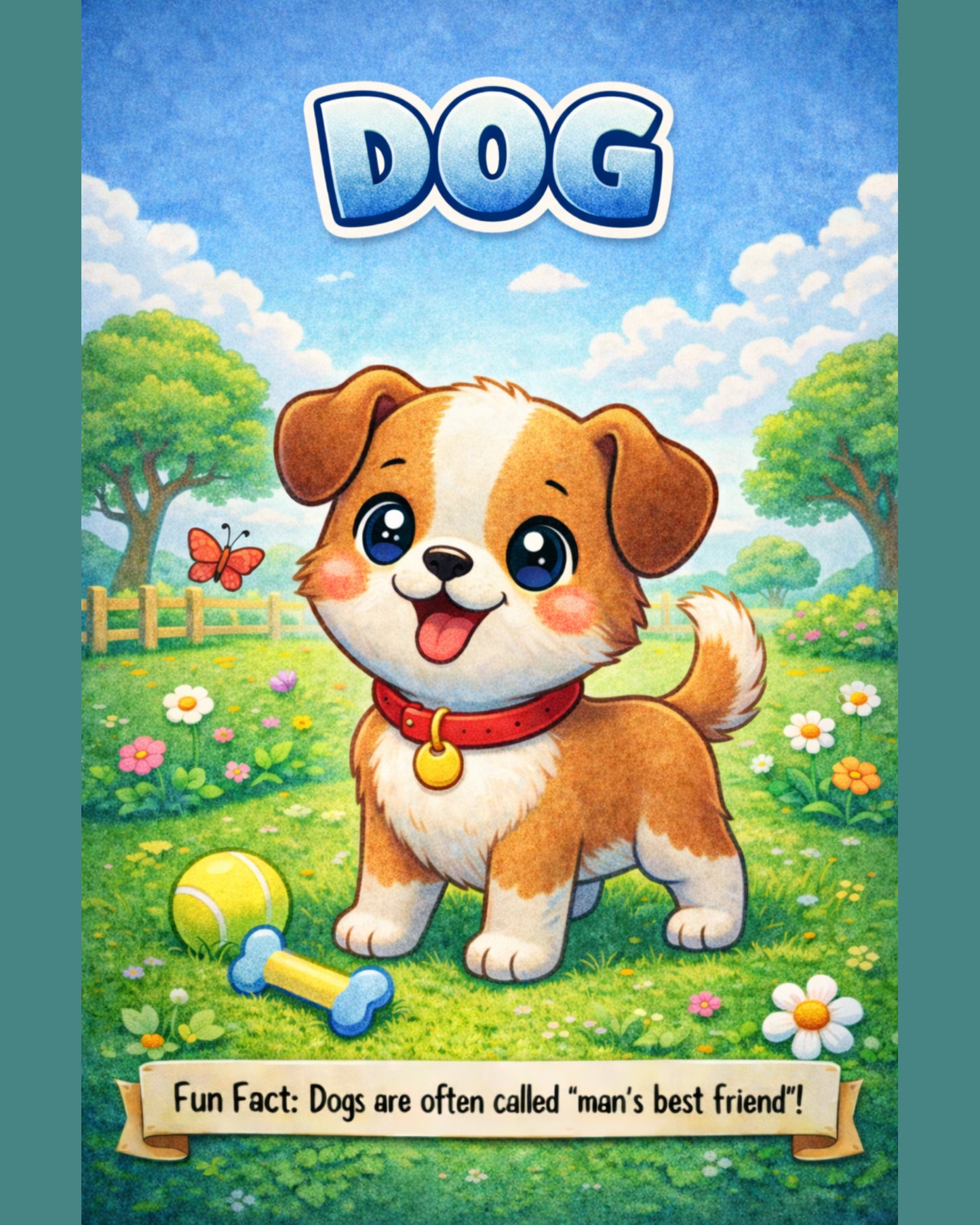 Dog — Fun Fact Character Digital Wall Art, 3 Sizes Included, Nursery Decor