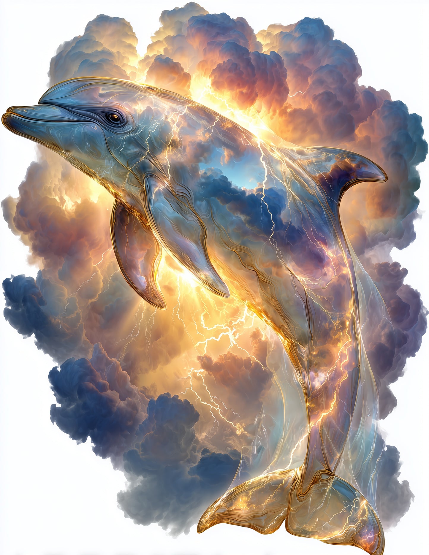 Dolphin — Double Exposure Art, Ocean Mist Digital Wall Art, 3 Sizes Included, Living Room Decor