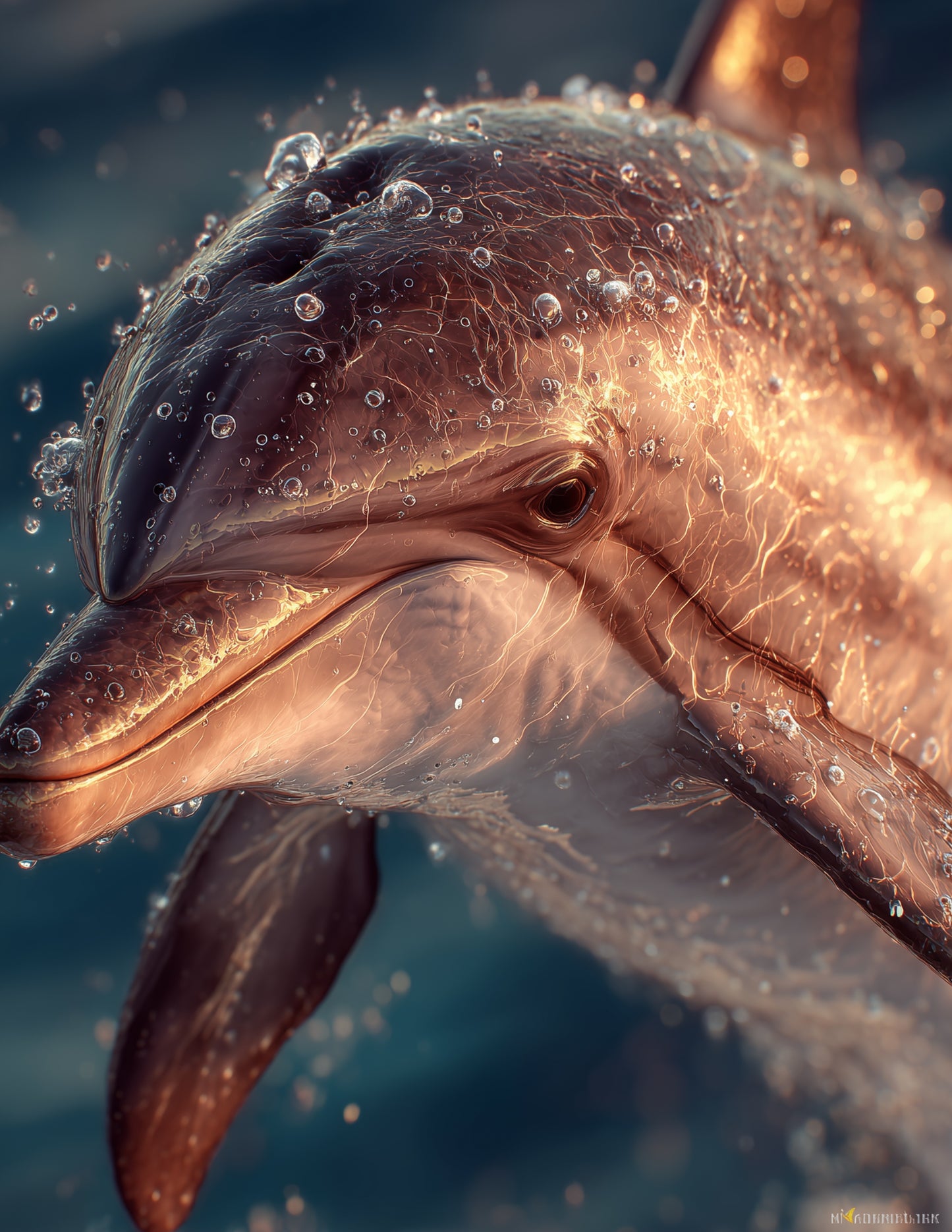 Dolphin — Realistic Art, Golden Light Digital Wall Art, 3 Sizes Included, Living Room Decor