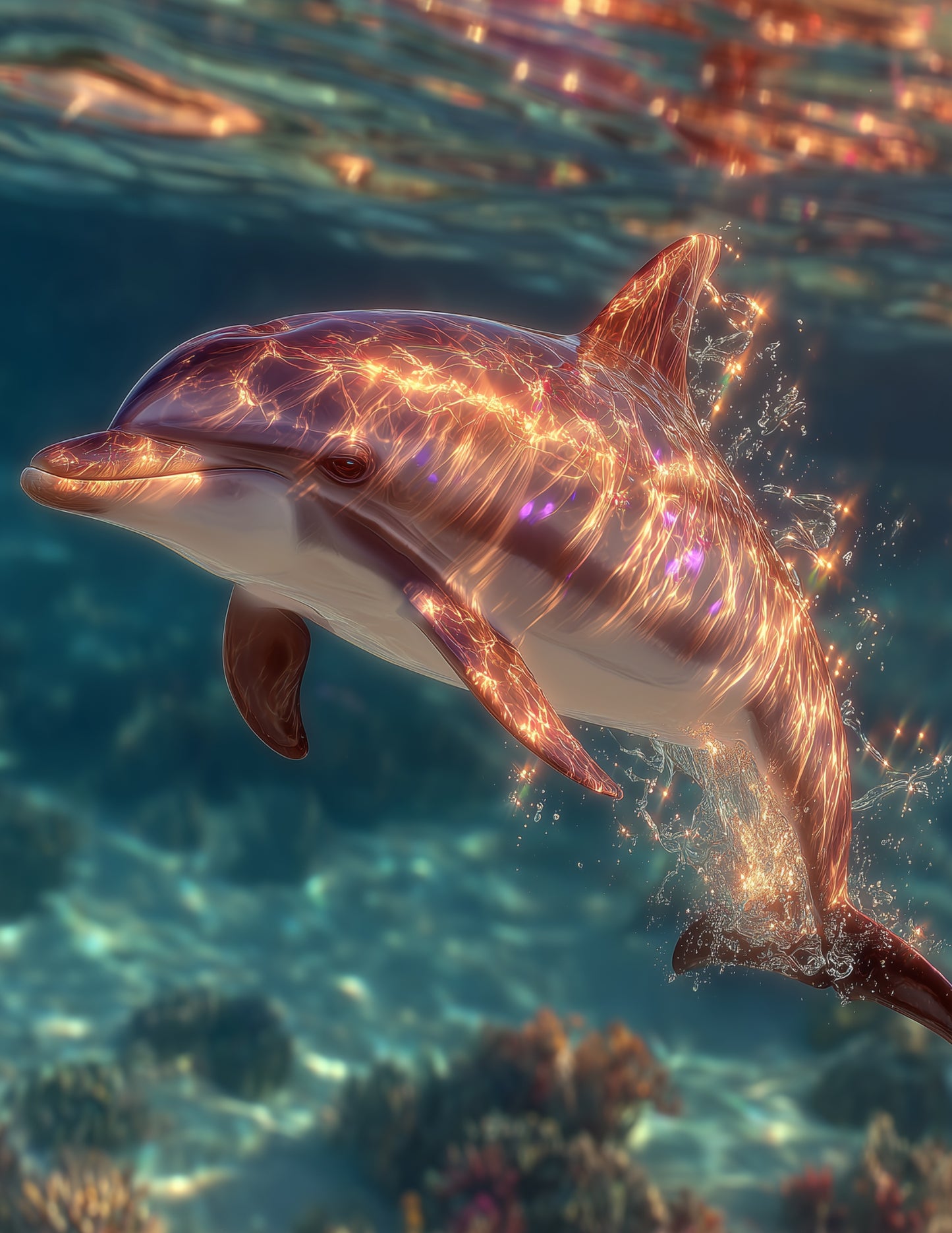 Dolphin — Realistic Art, Warm Tones Digital Wall Art, 3 Sizes Included, Living Room Decor