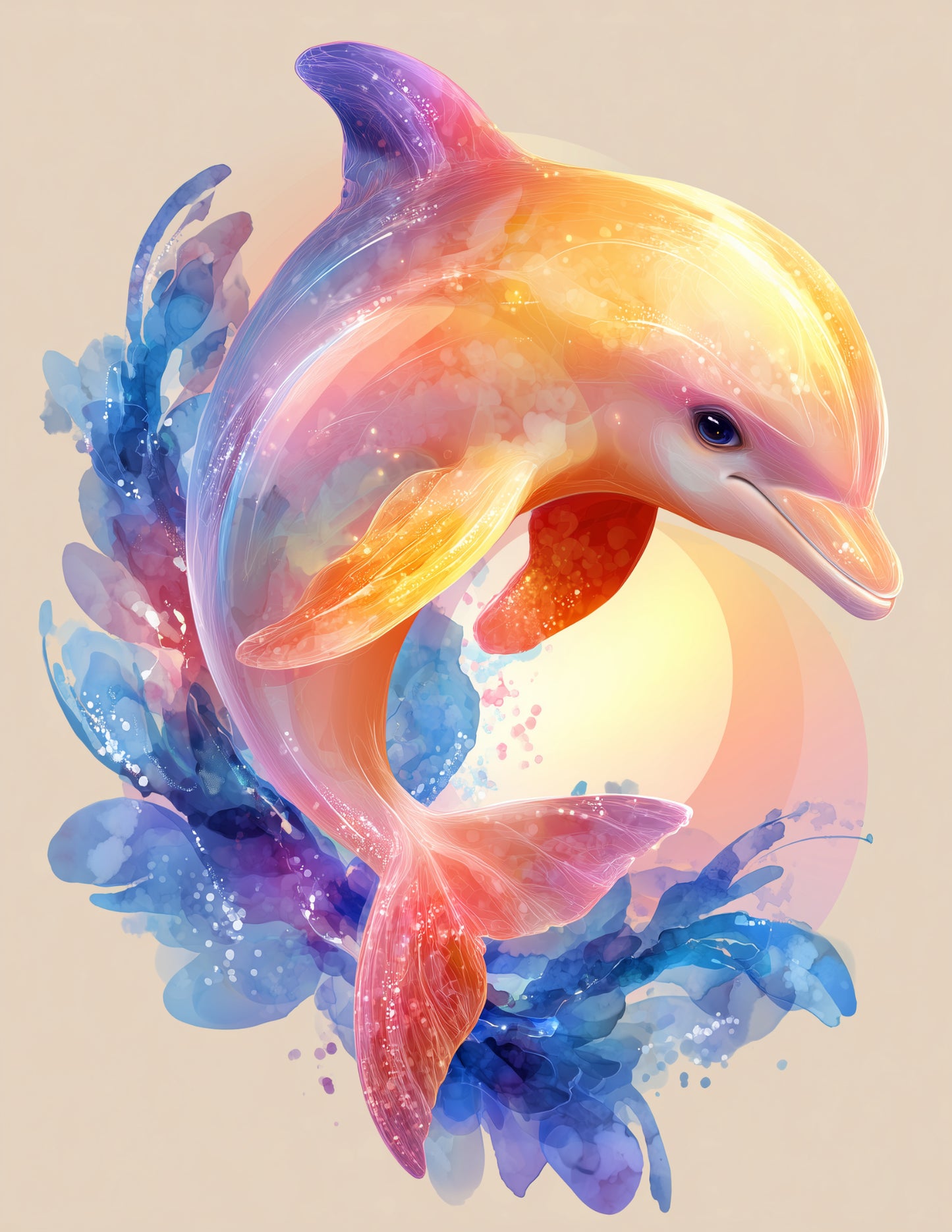 Dolphin — Nursery Art, Ocean Pastels Digital Wall Art, 3 Sizes Included, Nursery Decor