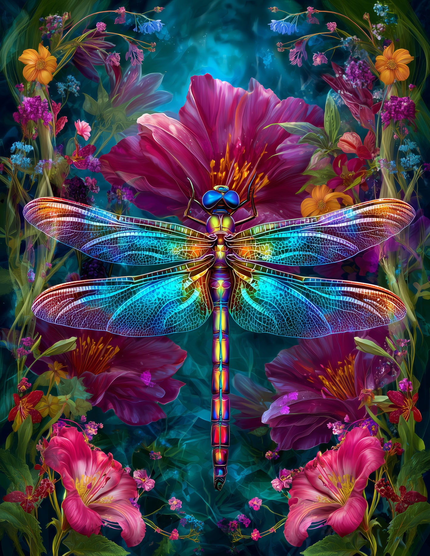 Dragonfly — Fantasy Art, Calm Palette Digital Wall Art, 3 Sizes Included, Living Room Decor