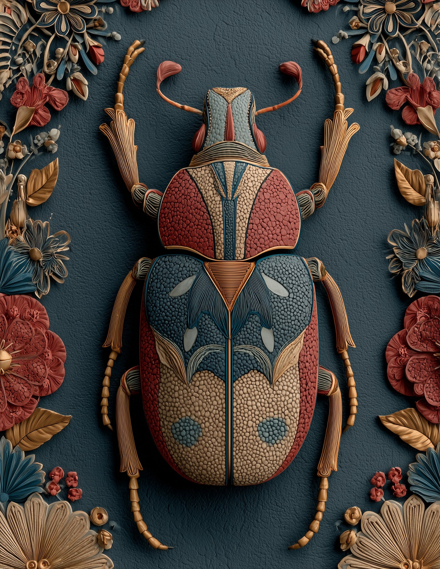 Dung Beetle — Boho Art, Teal Serene Digital Wall Art, 3 Sizes Included, Living Room Decor