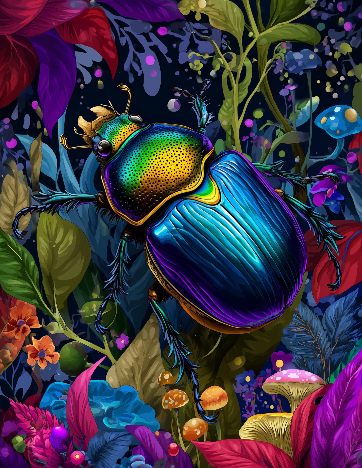 Dung Beetle — Pop Art, Vibrant Palette Digital Wall Art, 3 Sizes Included, Living Room Decor