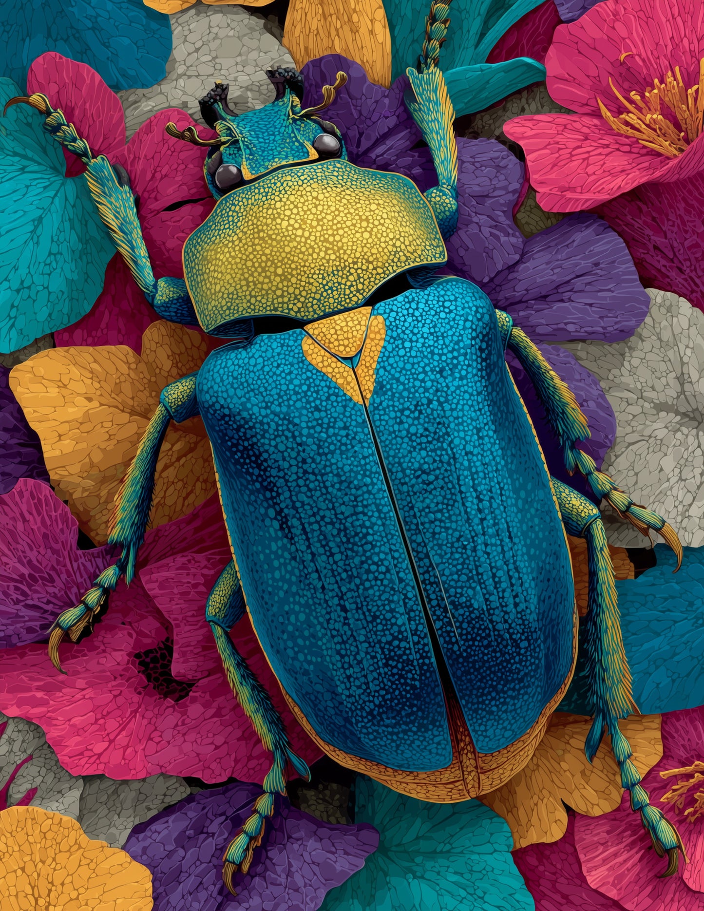 Dung Beetle — Pop Art, Warm Pastels Digital Wall Art, 3 Sizes Included, Living Room Decor