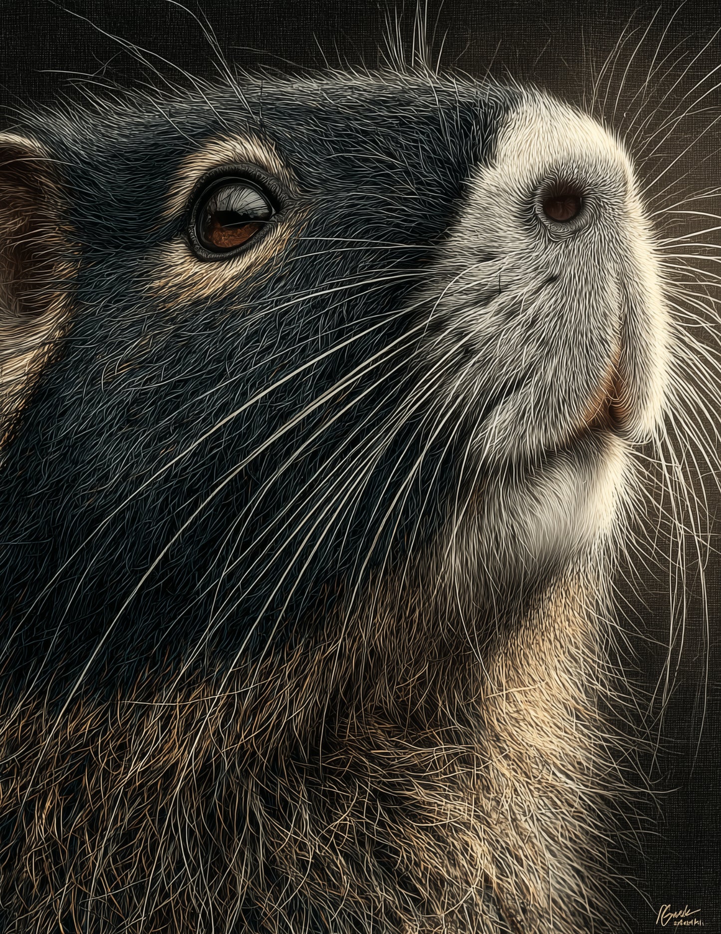 Dwarf Hutia — Realistic Art, Golden Mist Digital Wall Art, 3 Sizes Included, Living Room Decor