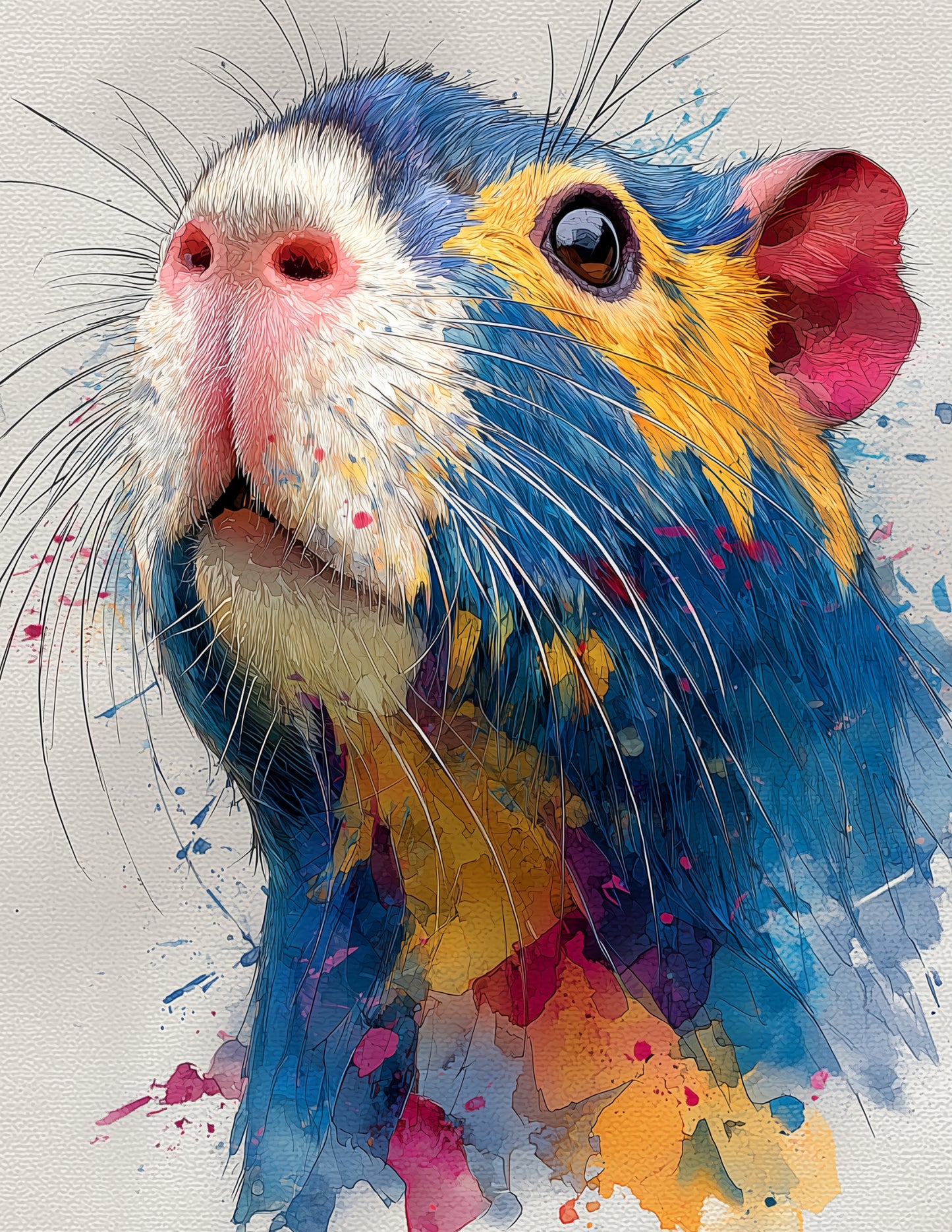 Dwarf Hutia — Watercolor Art, Emerald Glow Digital Wall Art, 3 Sizes Included, Living Room Decor