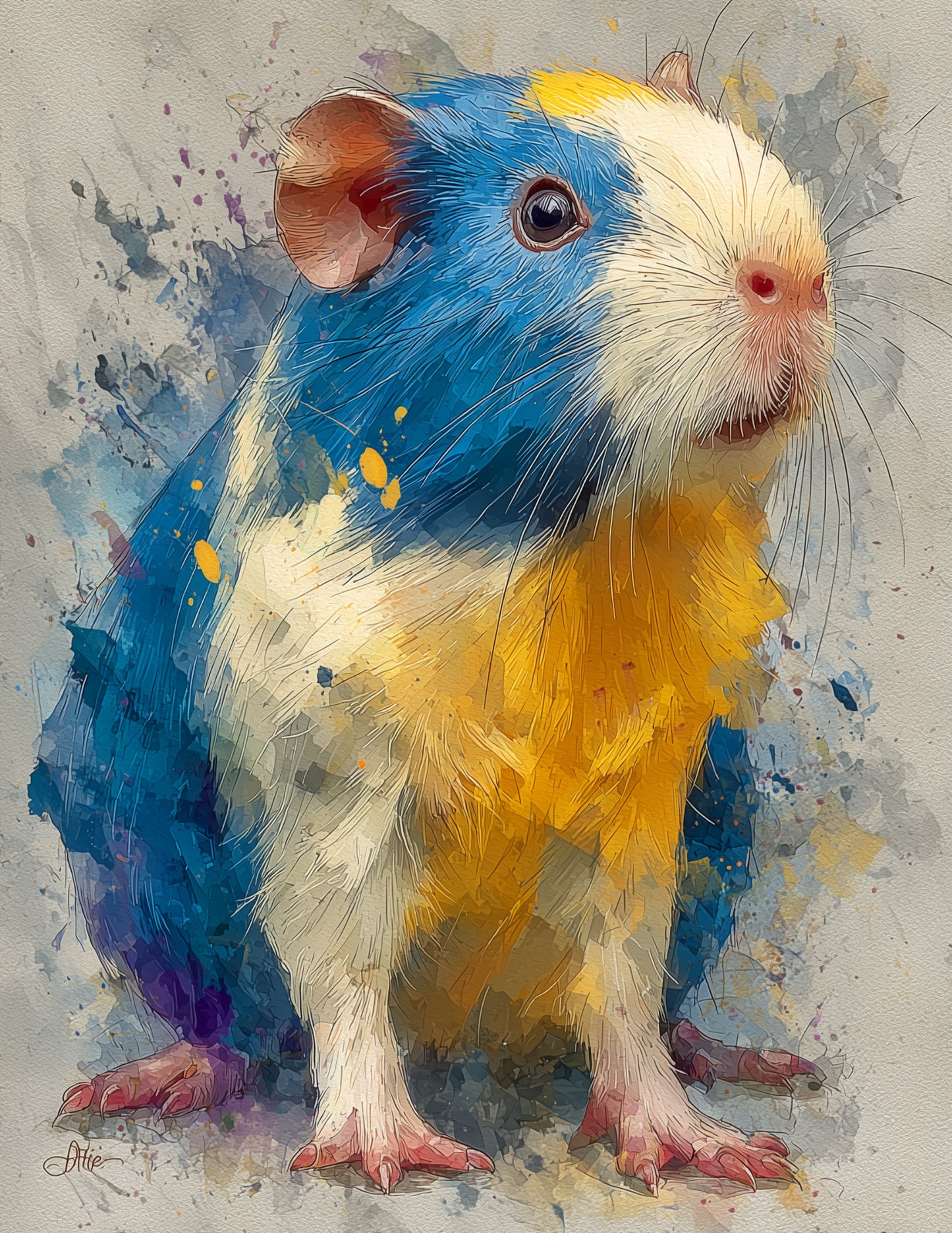 Dwarf Hutia — Watercolor Art, Forest Tones Digital Wall Art, 3 Sizes Included, Living Room Decor