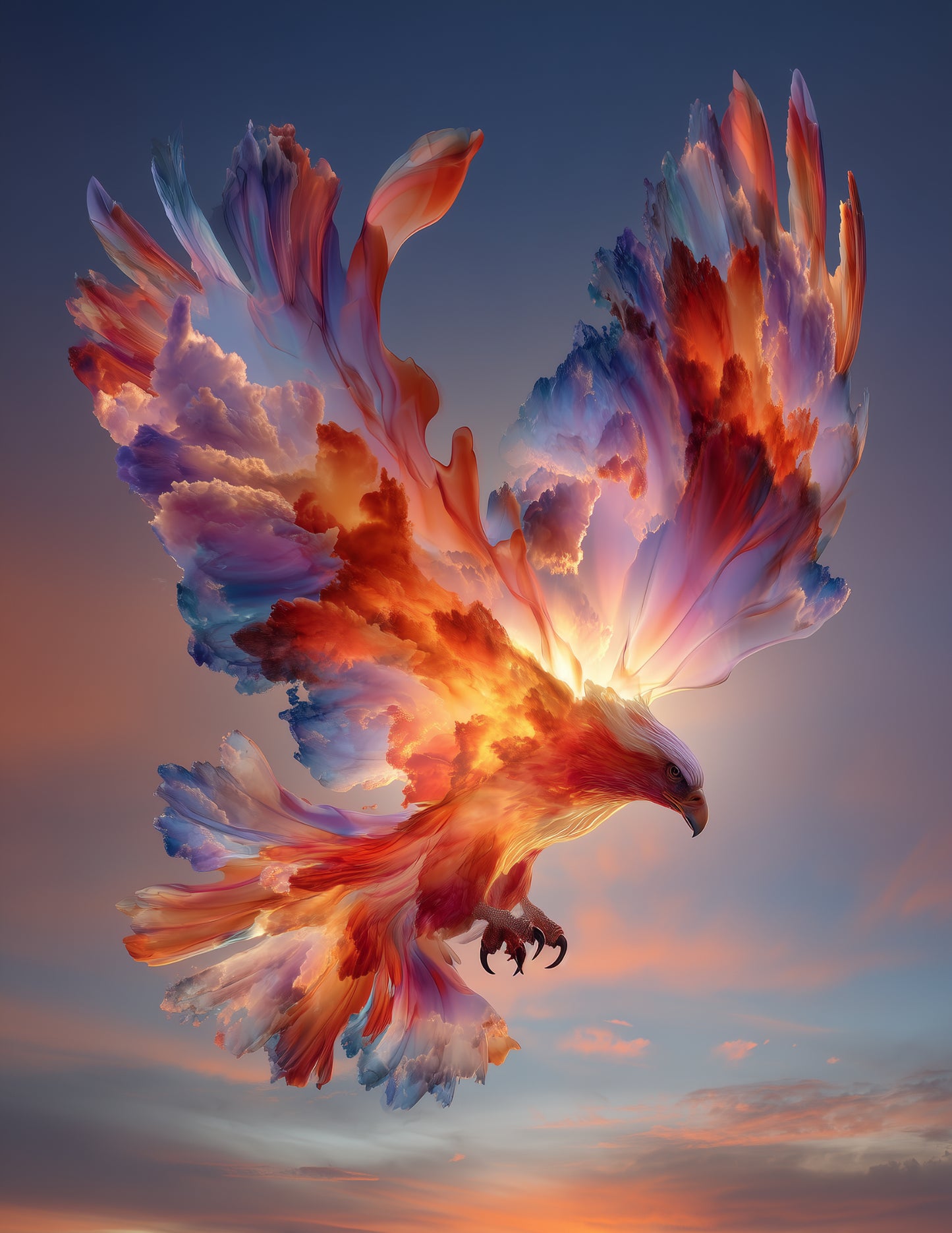 Eagle — Double Exposure Art, Mountain Mist Digital Wall Art, 3 Sizes Included, Living Room Decor