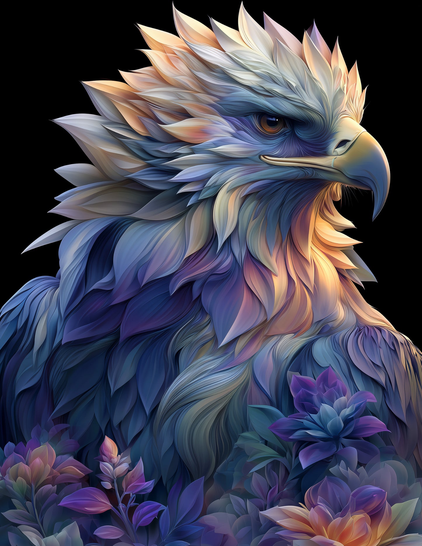 Eagle — Ferrofluid Art, Cosmic Bloom Digital Wall Art, 3 Sizes Included, Living Room Decor