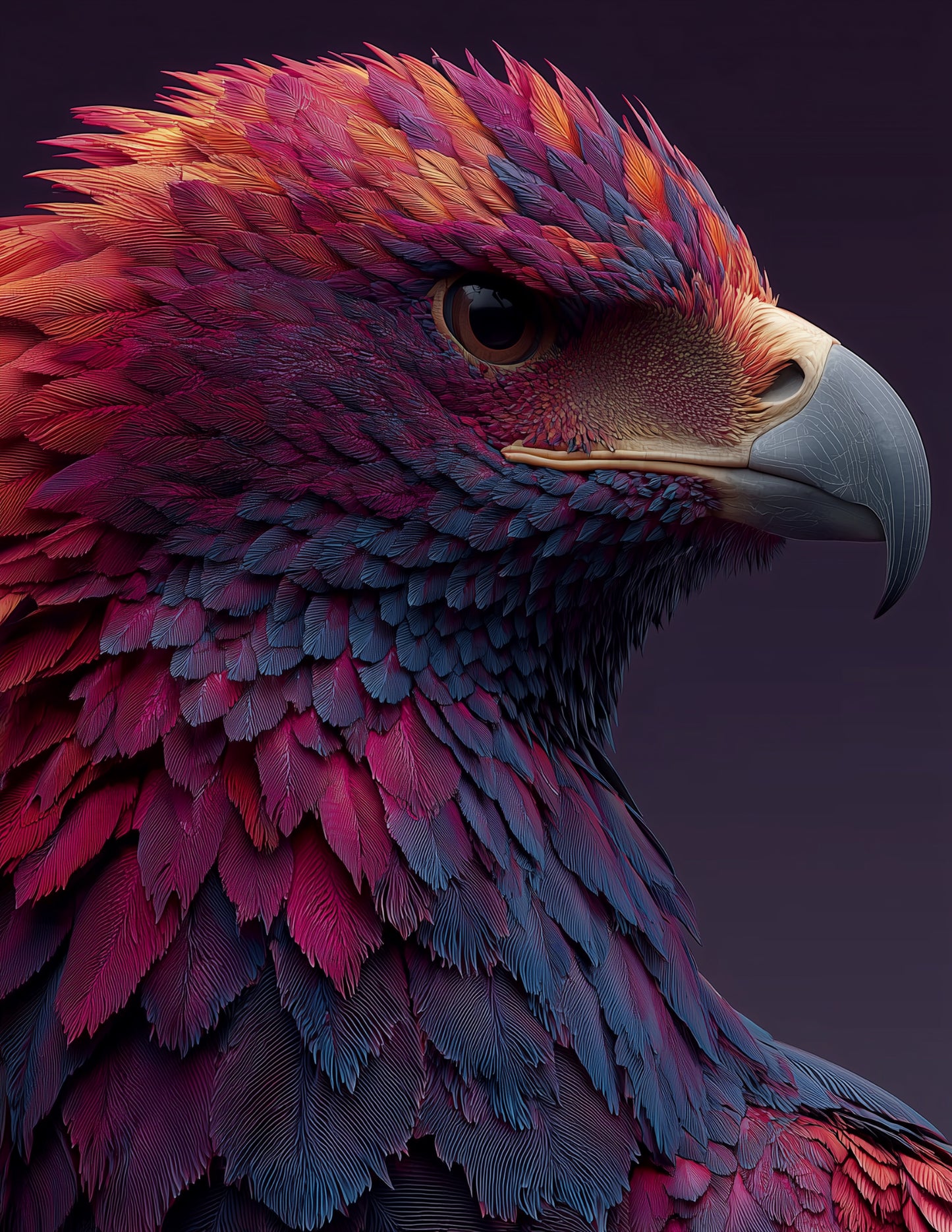 Eagle — Ferrofluid Art, Purple Tones Digital Wall Art, 3 Sizes Included, Living Room Decor