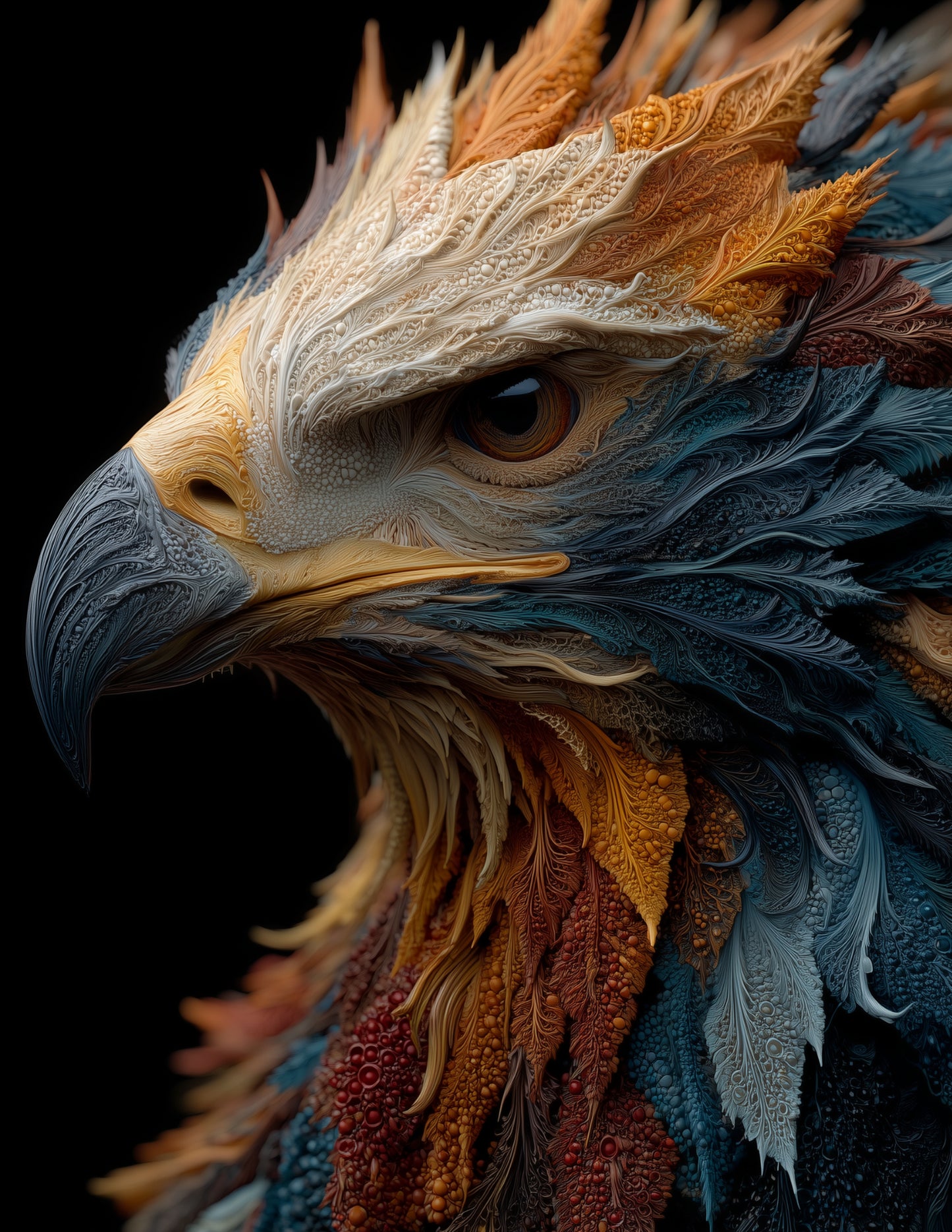 Eagle — Ferrofluid Art, Midnight Glow Digital Wall Art, 3 Sizes Included, Living Room Decor