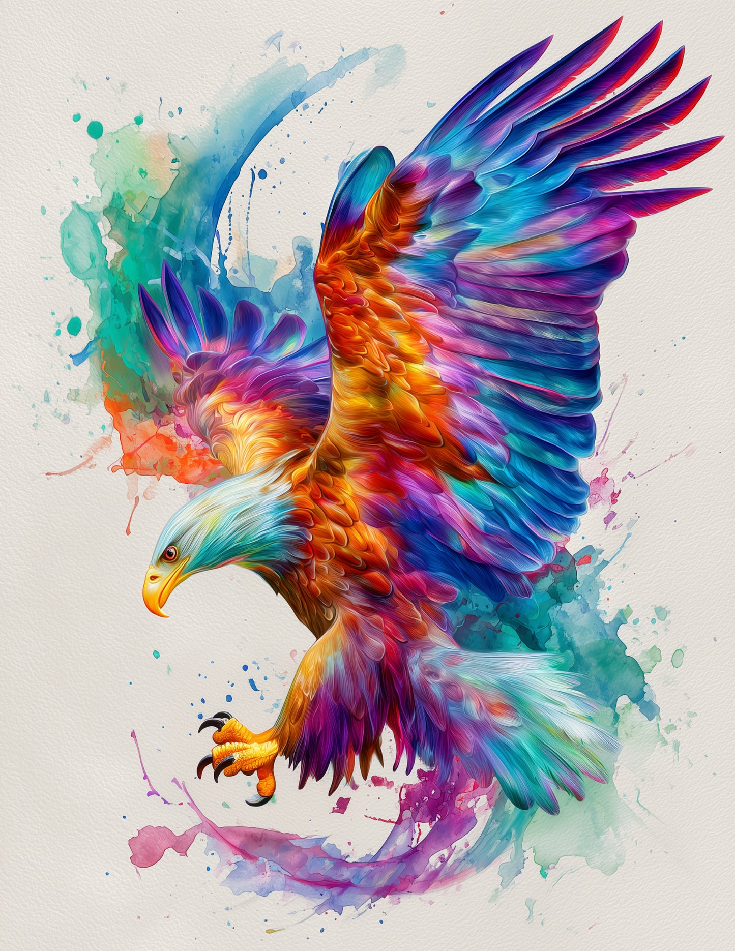 Eagle — Watercolor Art, Sunset Burst Digital Wall Art, 3 Sizes Included, Living Room Decor
