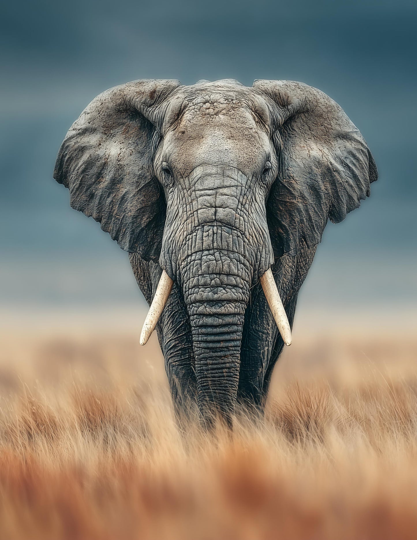 Elephant — Realistic Art, Amber Light Digital Wall Art, 3 Sizes Included, Living Room Decor