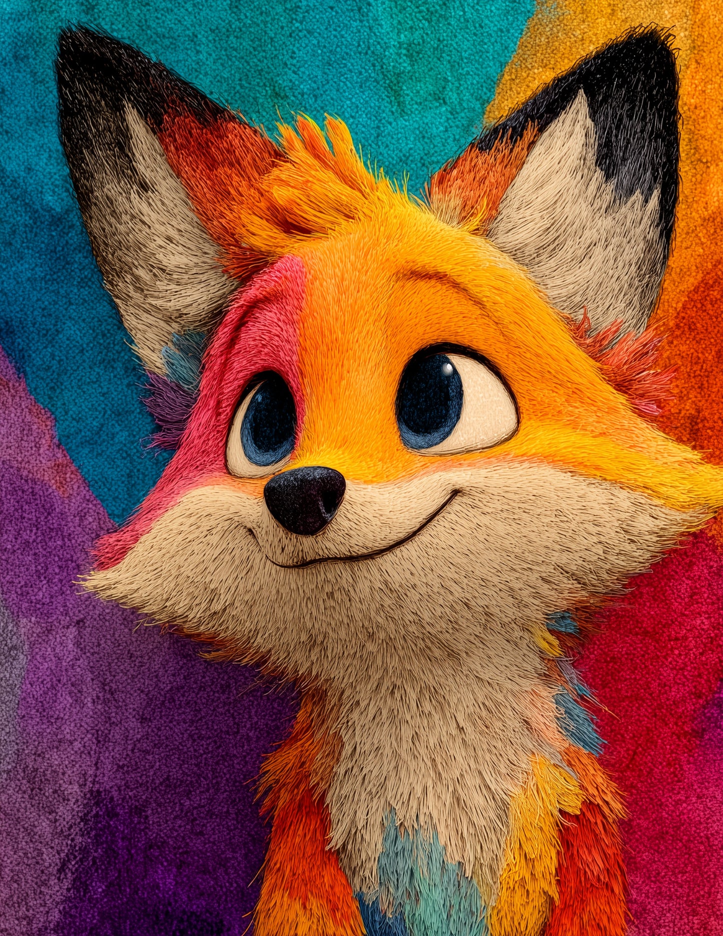 Fox — Cute Cartoon Art, Layered Hues Digital Wall Art, 3 Sizes Included, Nursery Decor